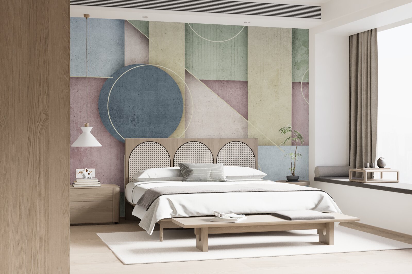 Papier peint composition avec des éléments géométriques