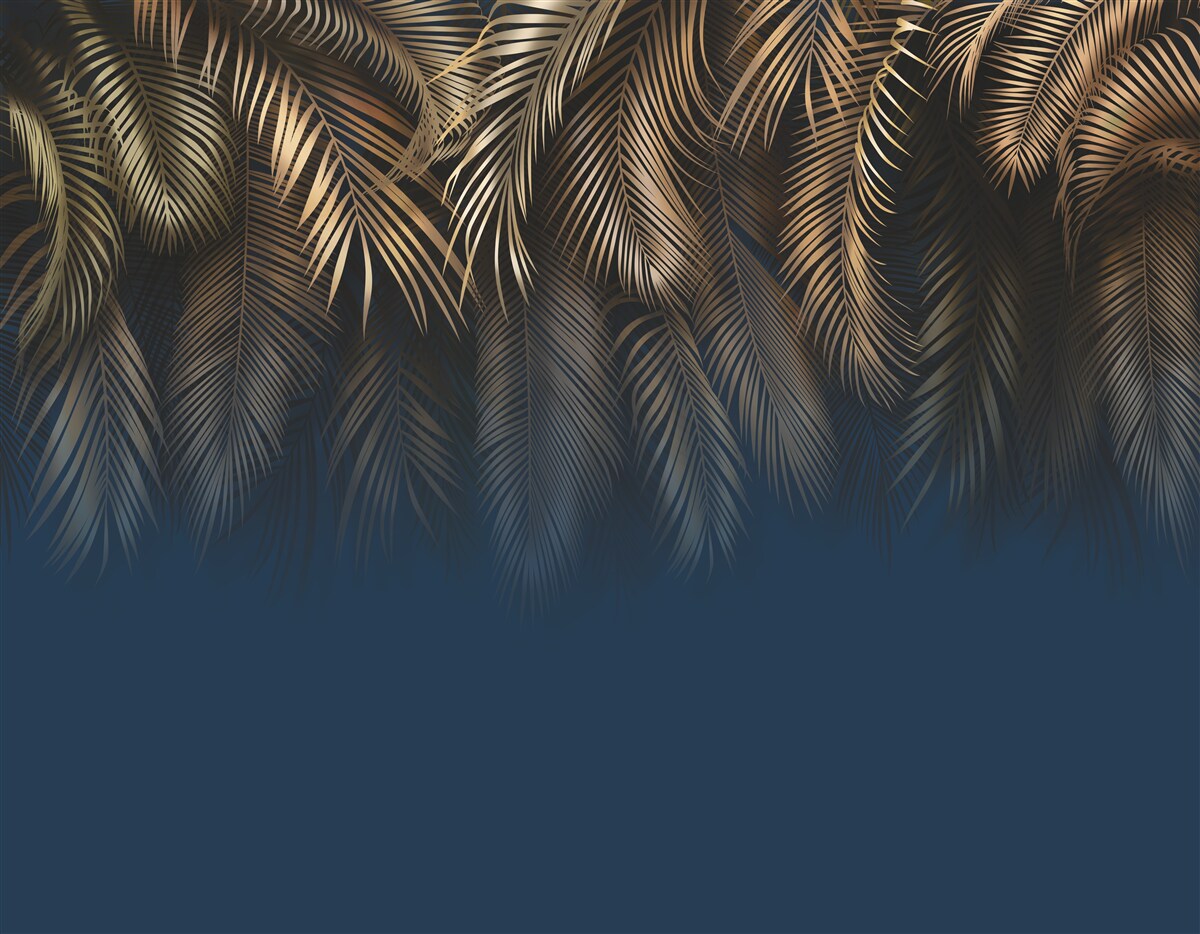 Papier peint la nuit, la fougère se pare de feuilles d'or