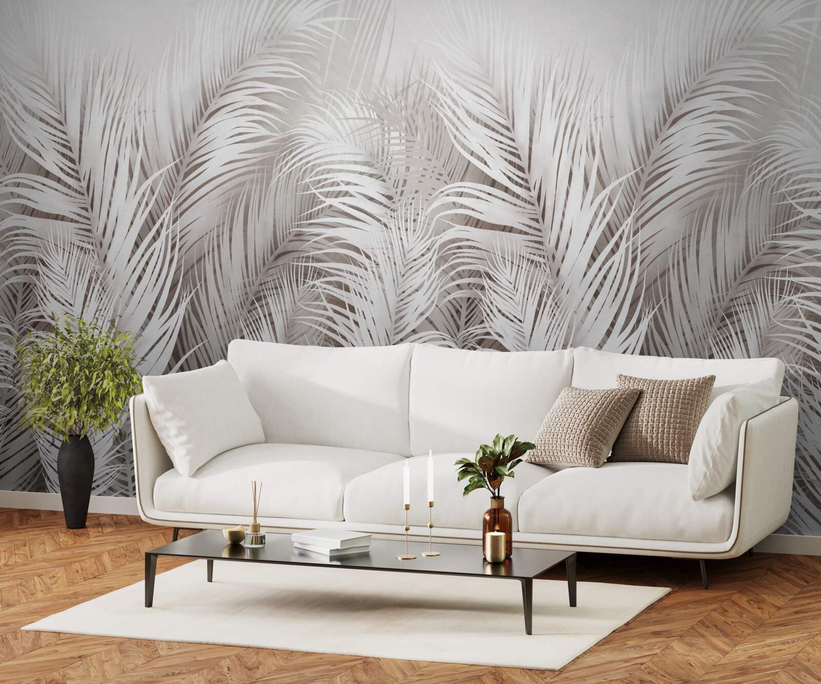 Papier peint fougère luxuriante et lumineuse