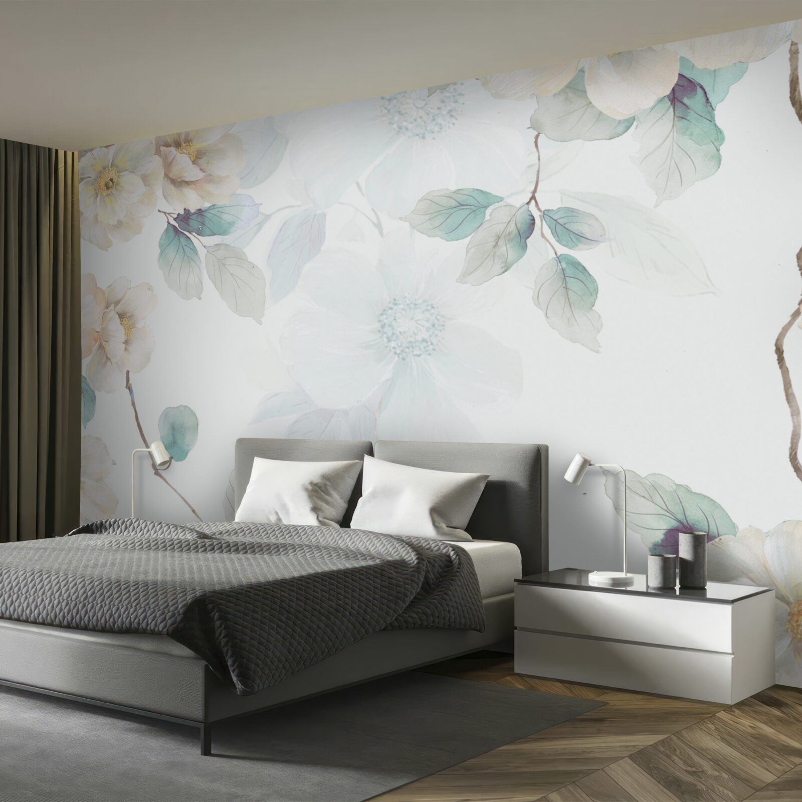 Papier peint les boutons floraux se développent doucement sur les branches