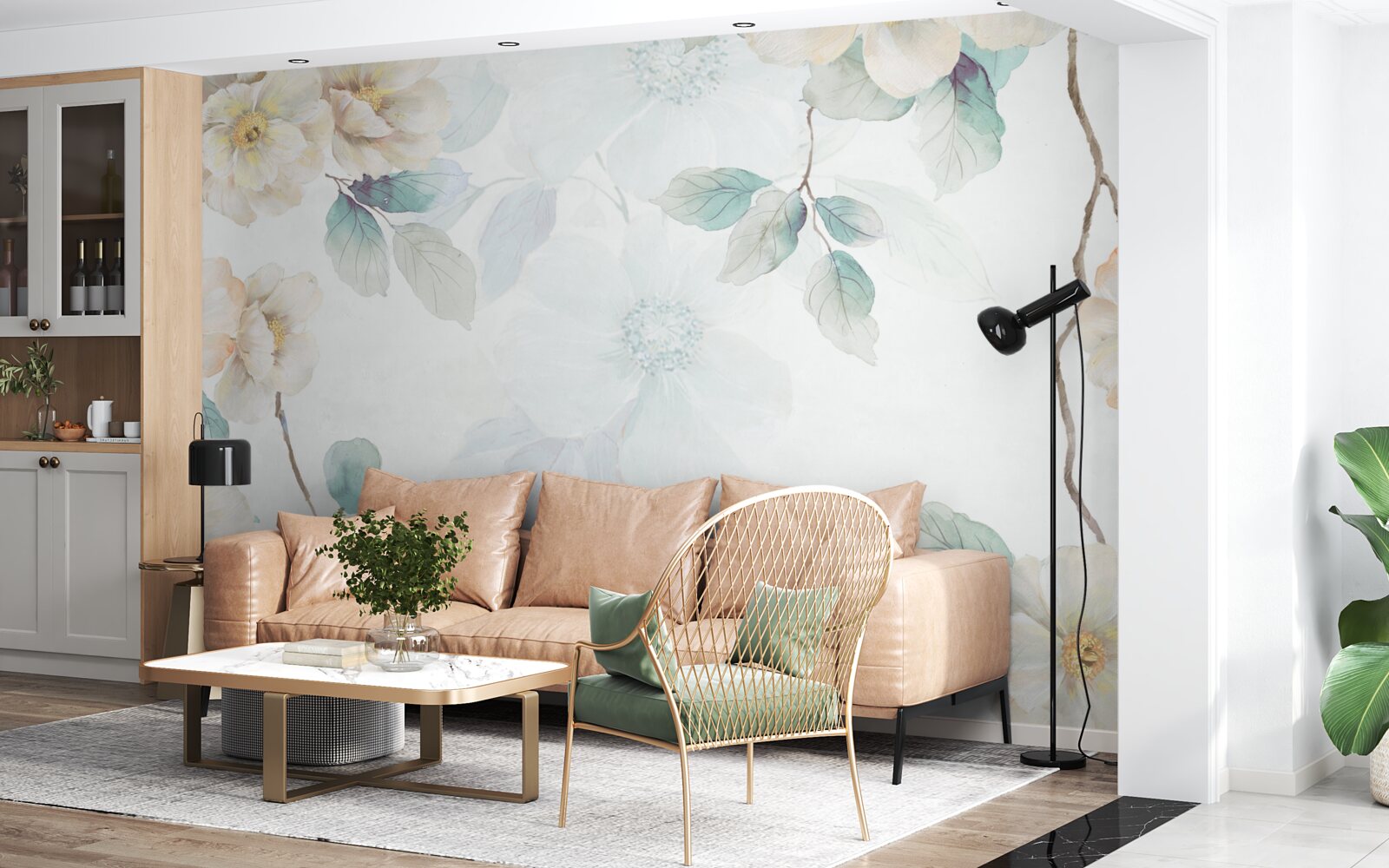 Papier peint les boutons floraux se développent doucement sur les branches