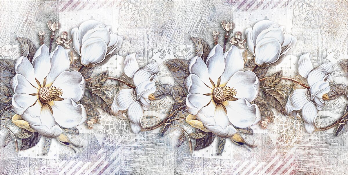 Papier peint composition de bourgeons blancs en fleur