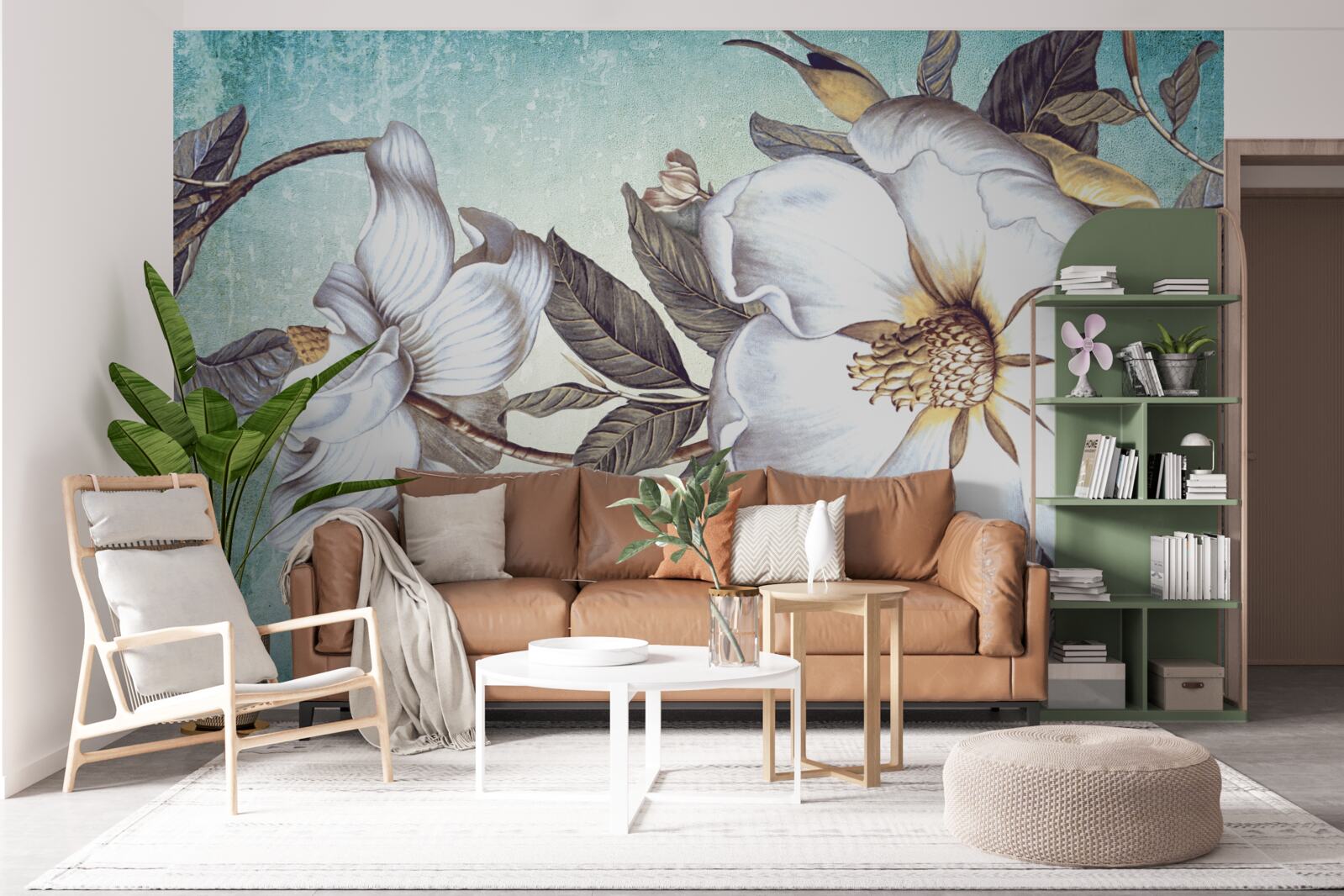 Papier peint des fleurs blanches comme la neige s'épanouissent