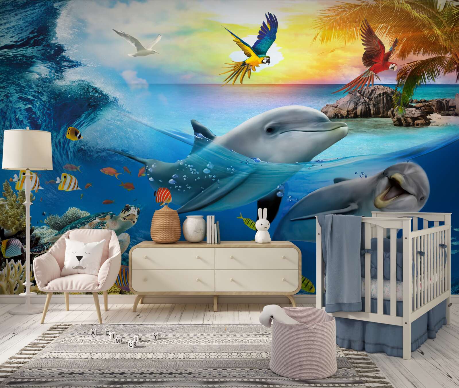 Papier peint L'aube attend les dauphins