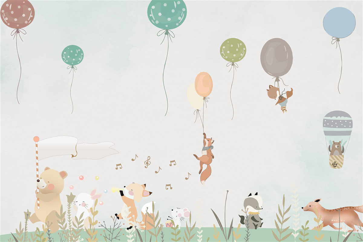 Papier peint Les animaux vont à une fête d'anniversaire