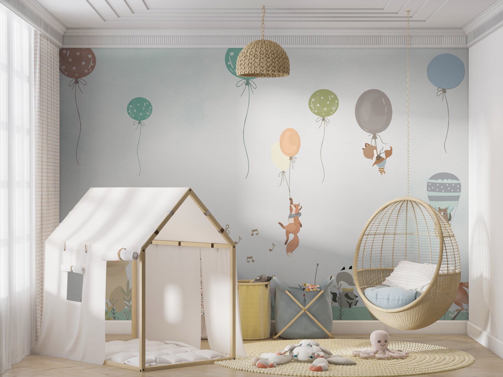 Papier peint Les animaux vont à une fête d'anniversaire