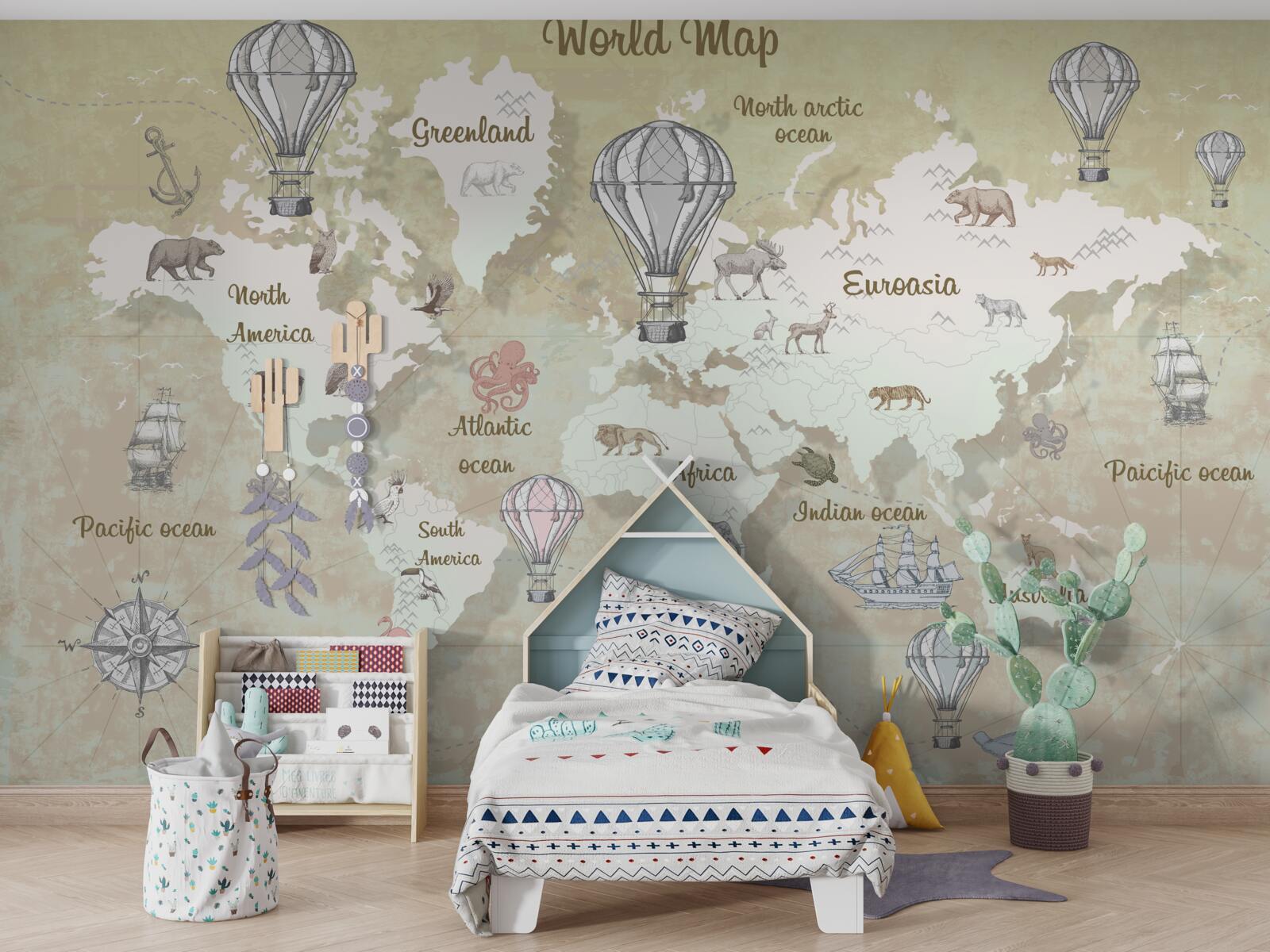 Papier peint carte du monde en couleurs chaudes