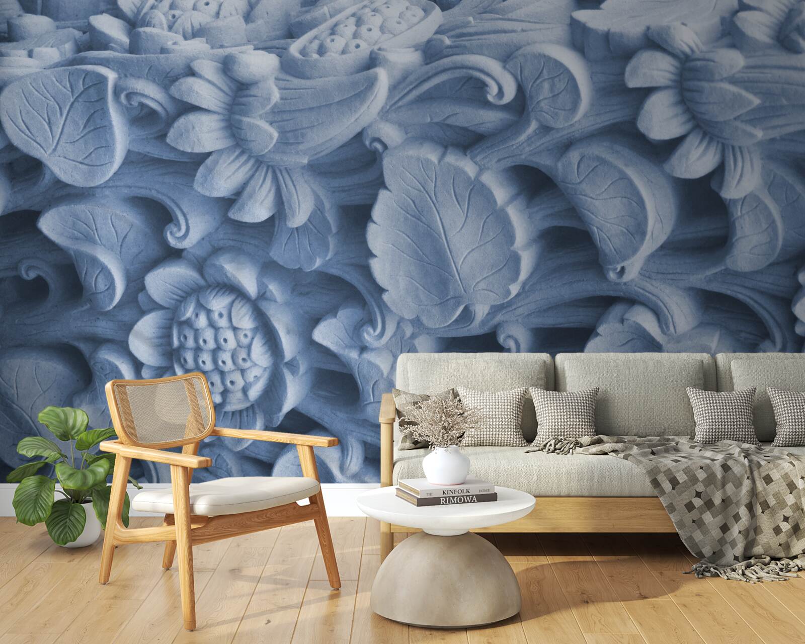 Papier peint texture de feuille sur plâtre