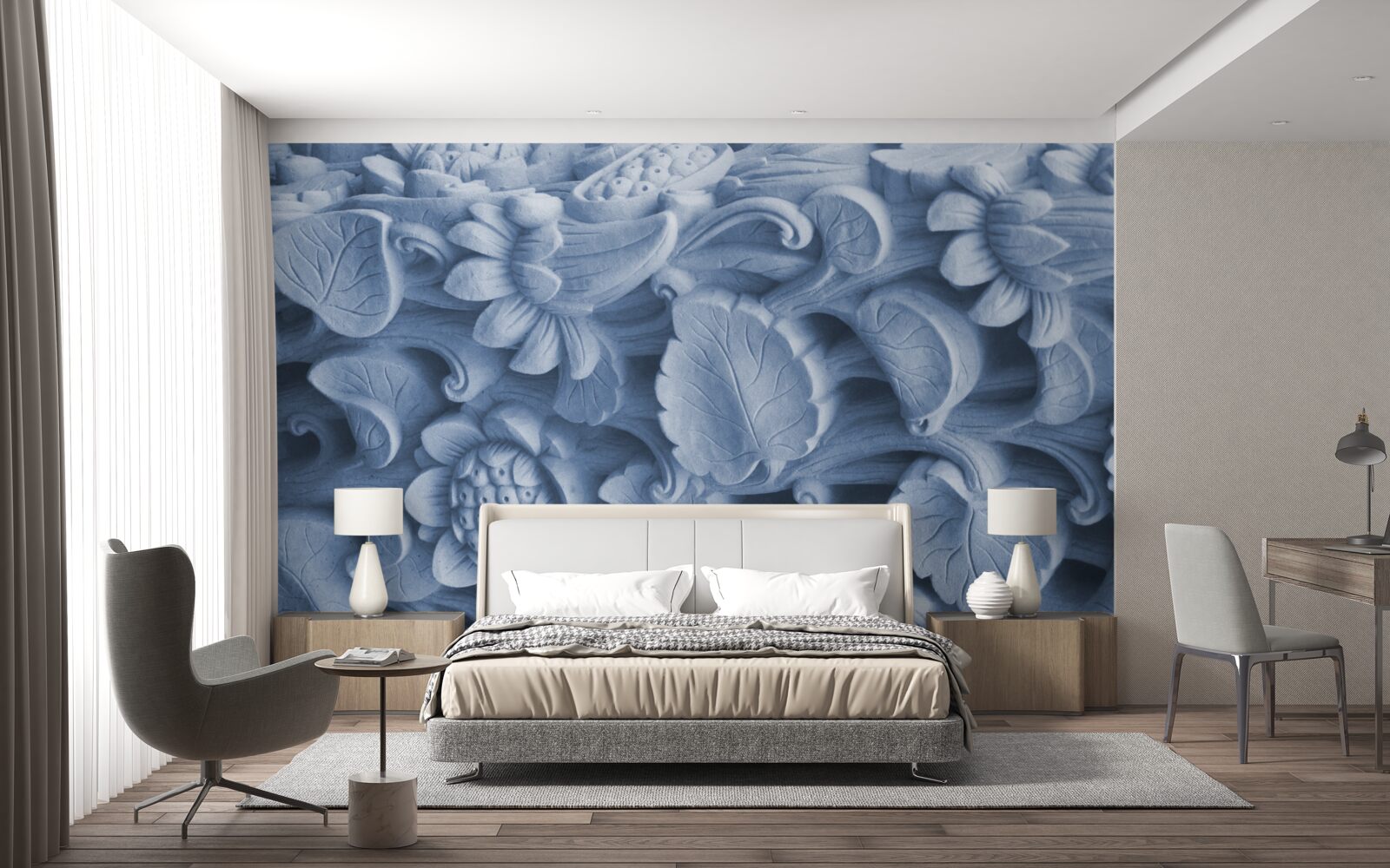 Papier peint texture de feuille sur plâtre