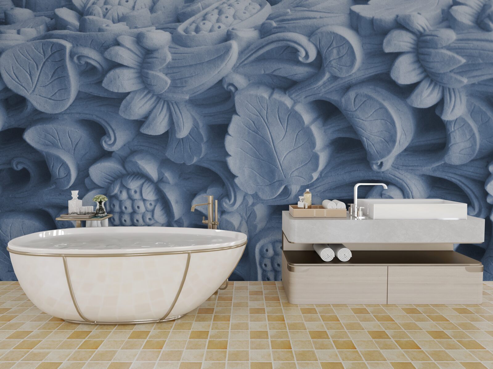 Papier peint texture de feuille sur plâtre