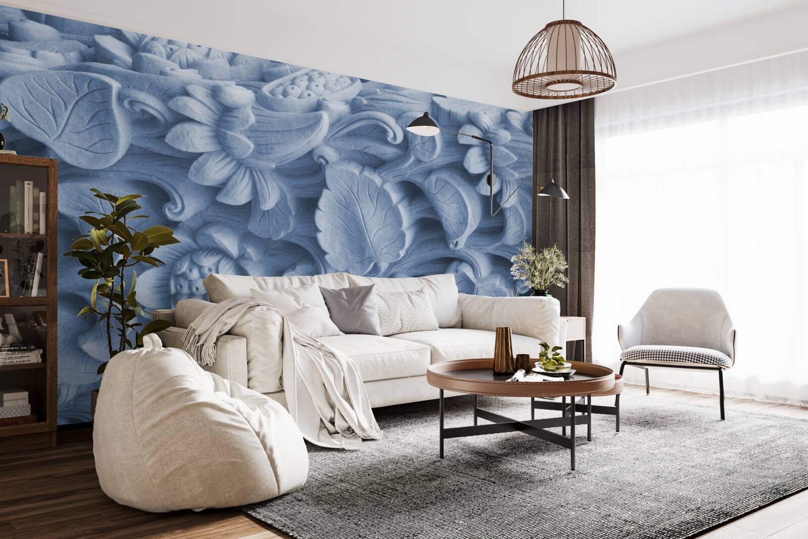 Papier peint texture de feuille sur plâtre