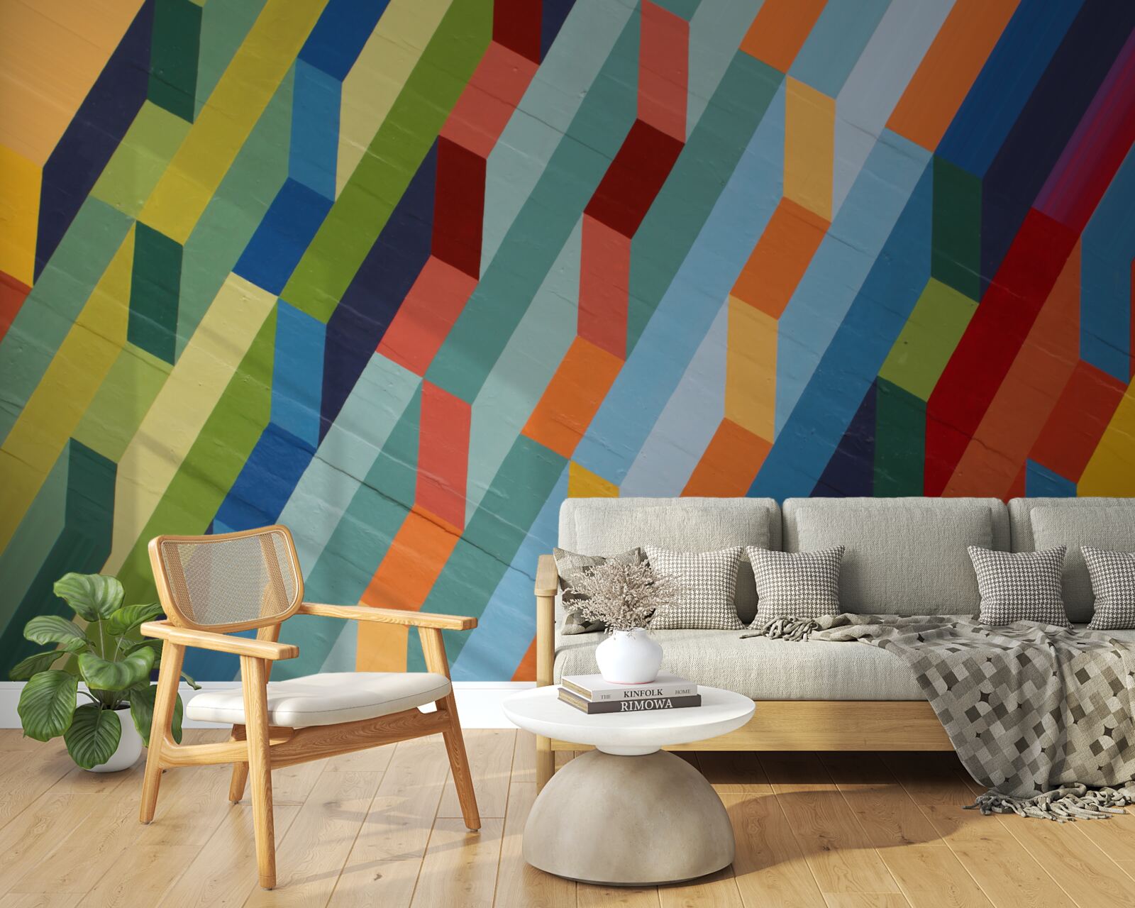 Papier peint des formes rectangulaires dans des couleurs riches