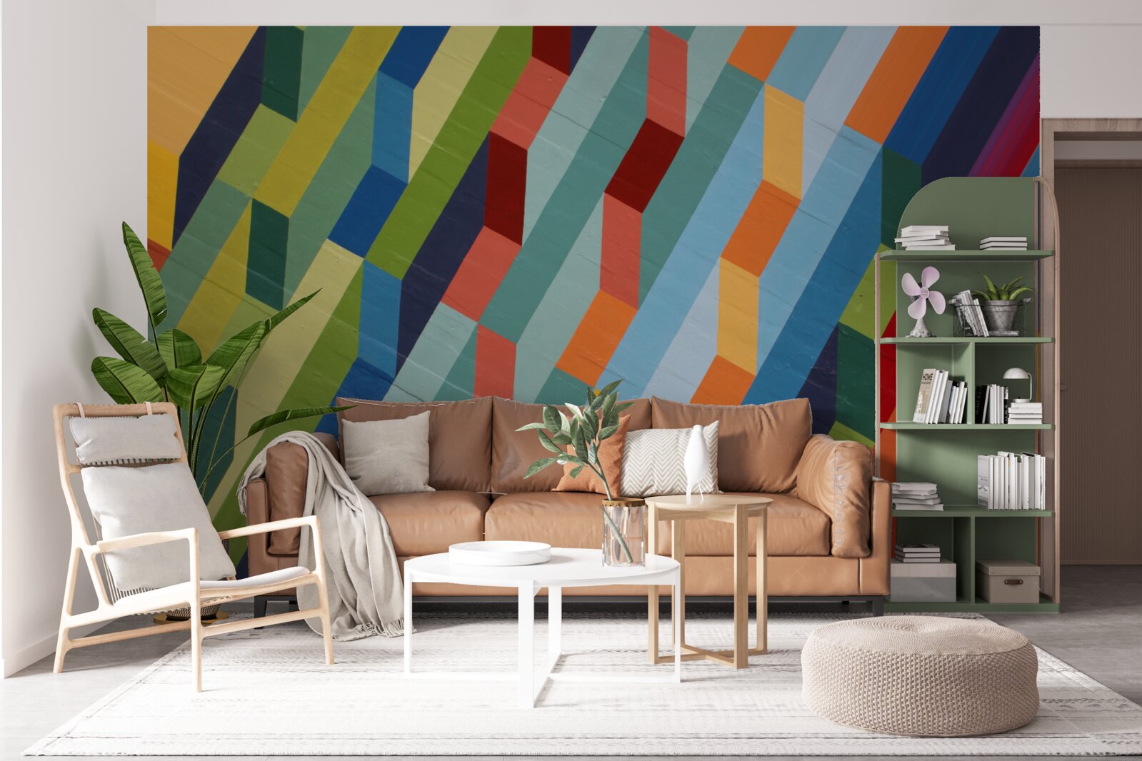 Papier peint des formes rectangulaires dans des couleurs riches