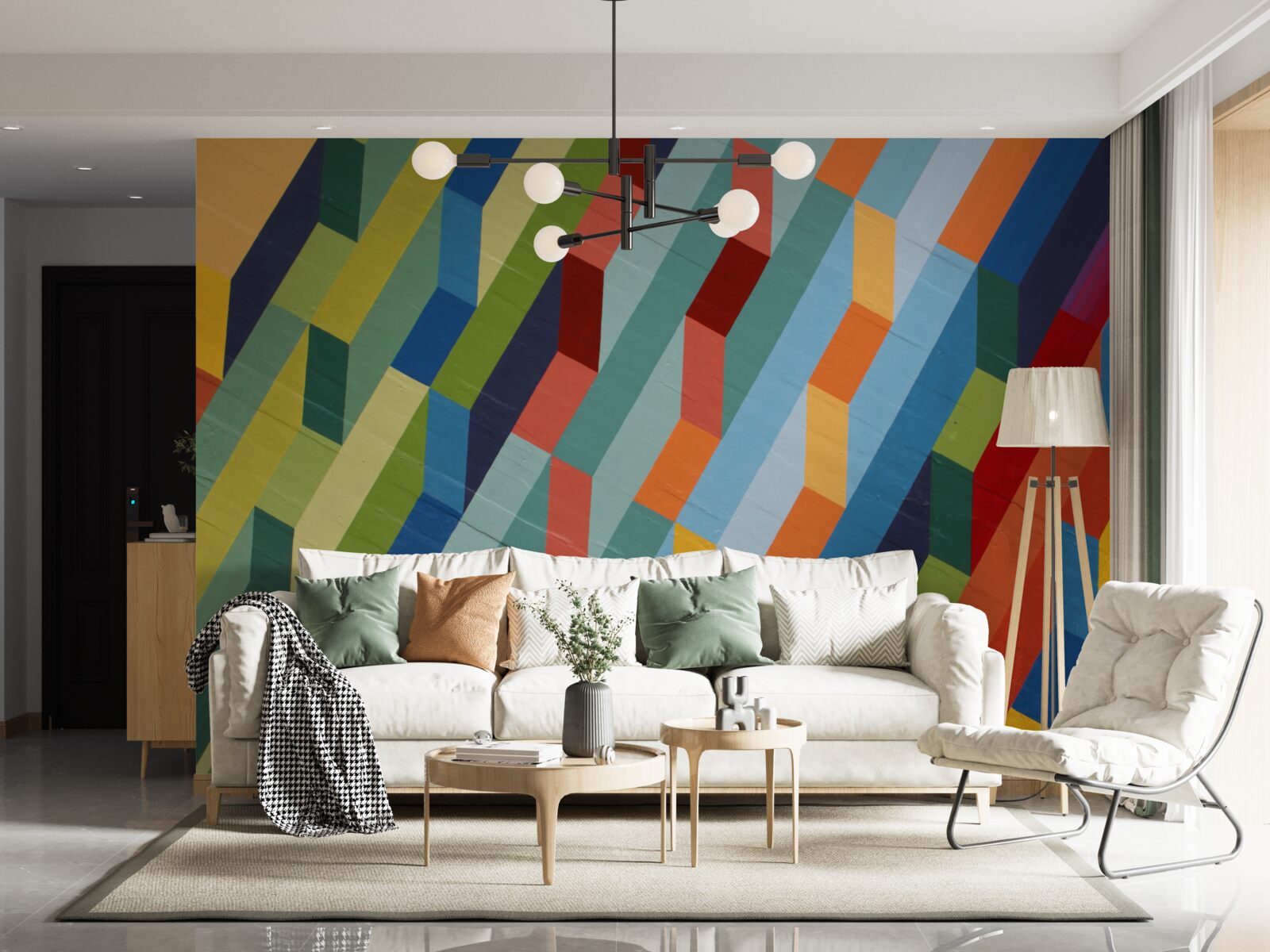 Papier peint des formes rectangulaires dans des couleurs riches