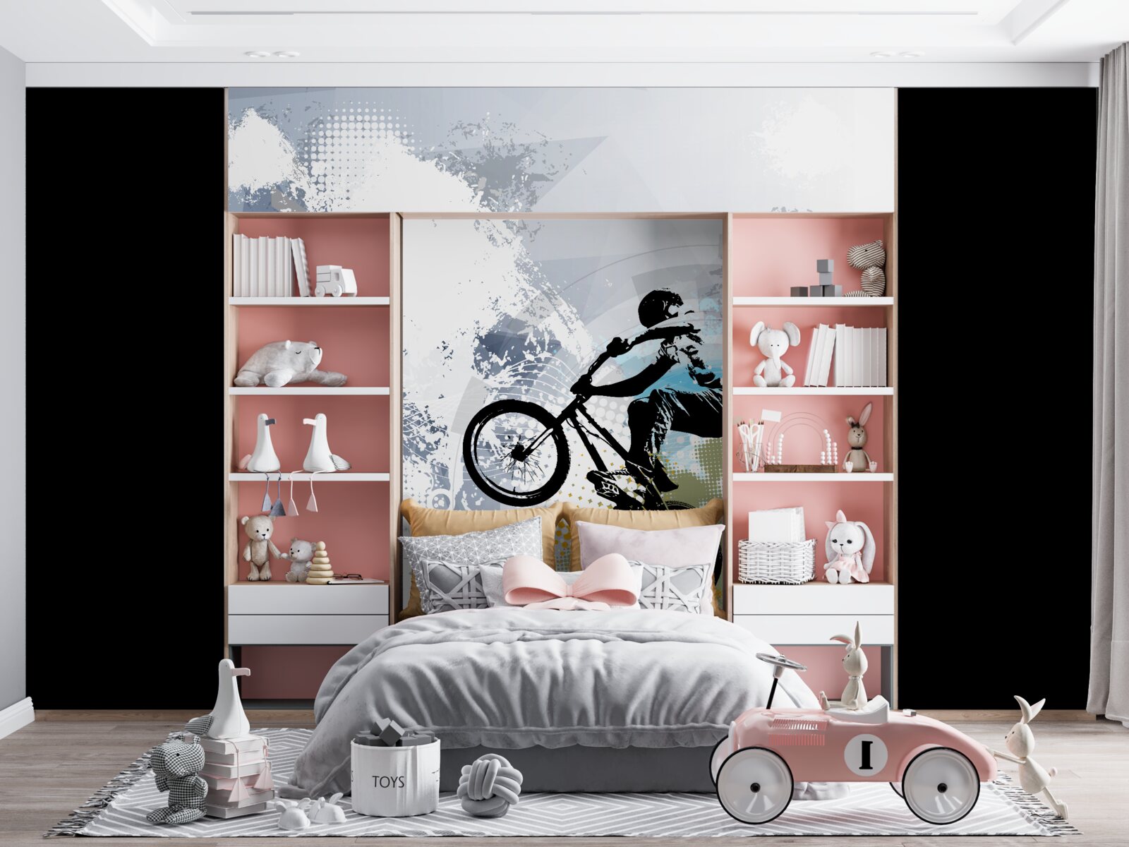 Papier peint graffiti de motocycliste