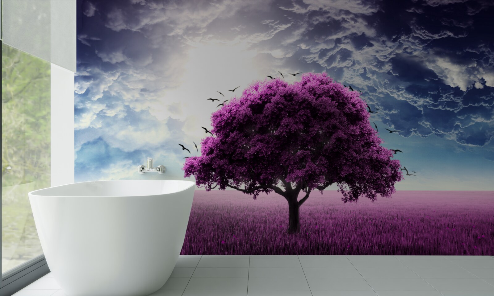 Papier peint lilas en fleurs