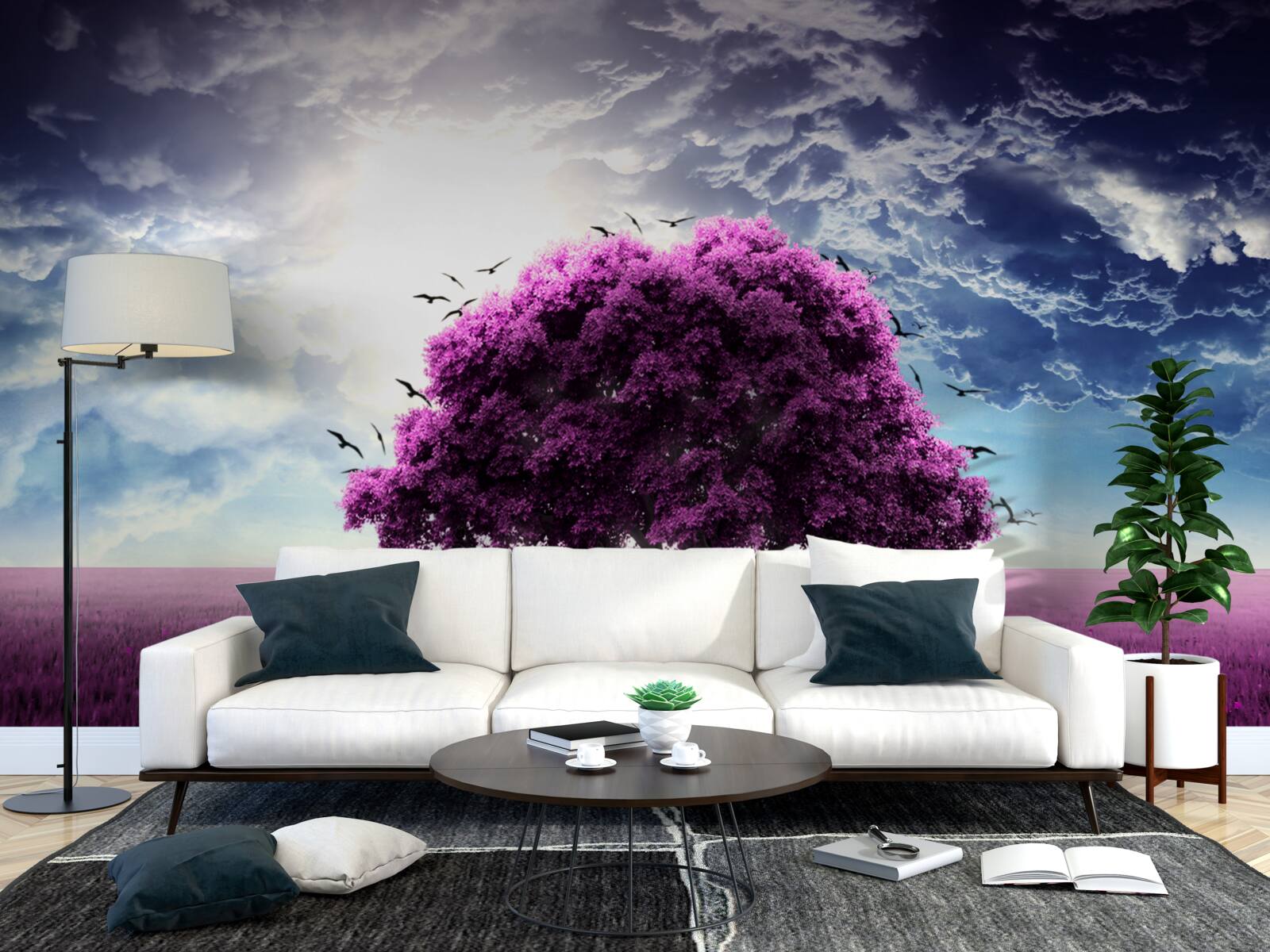 Papier peint lilas en fleurs