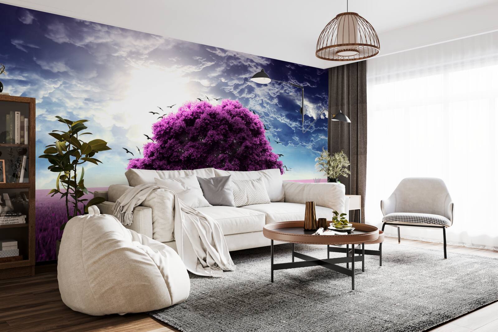 Papier peint lilas en fleurs