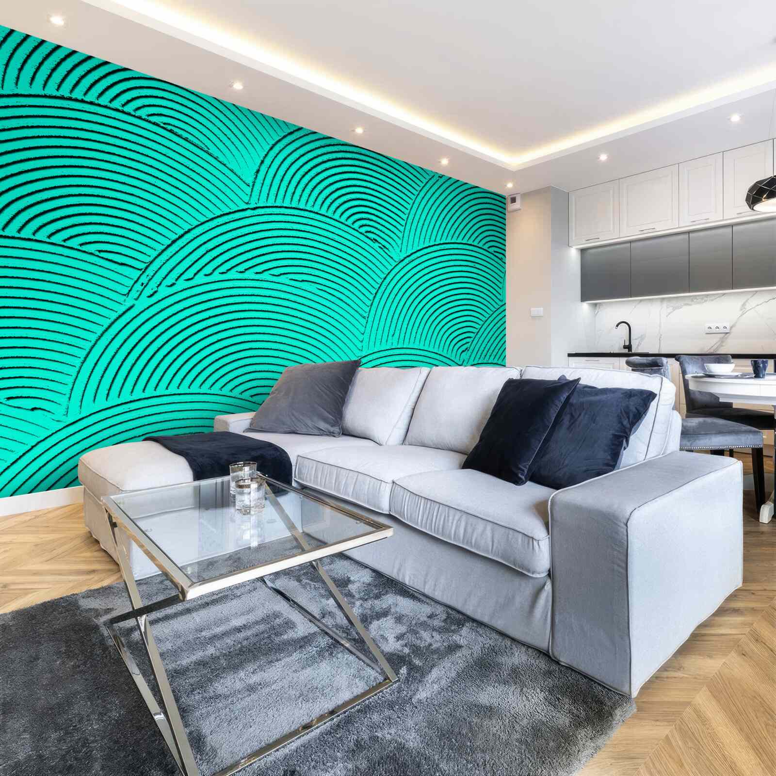 Papier peint demi-cercles brillants d'aspect abstrait