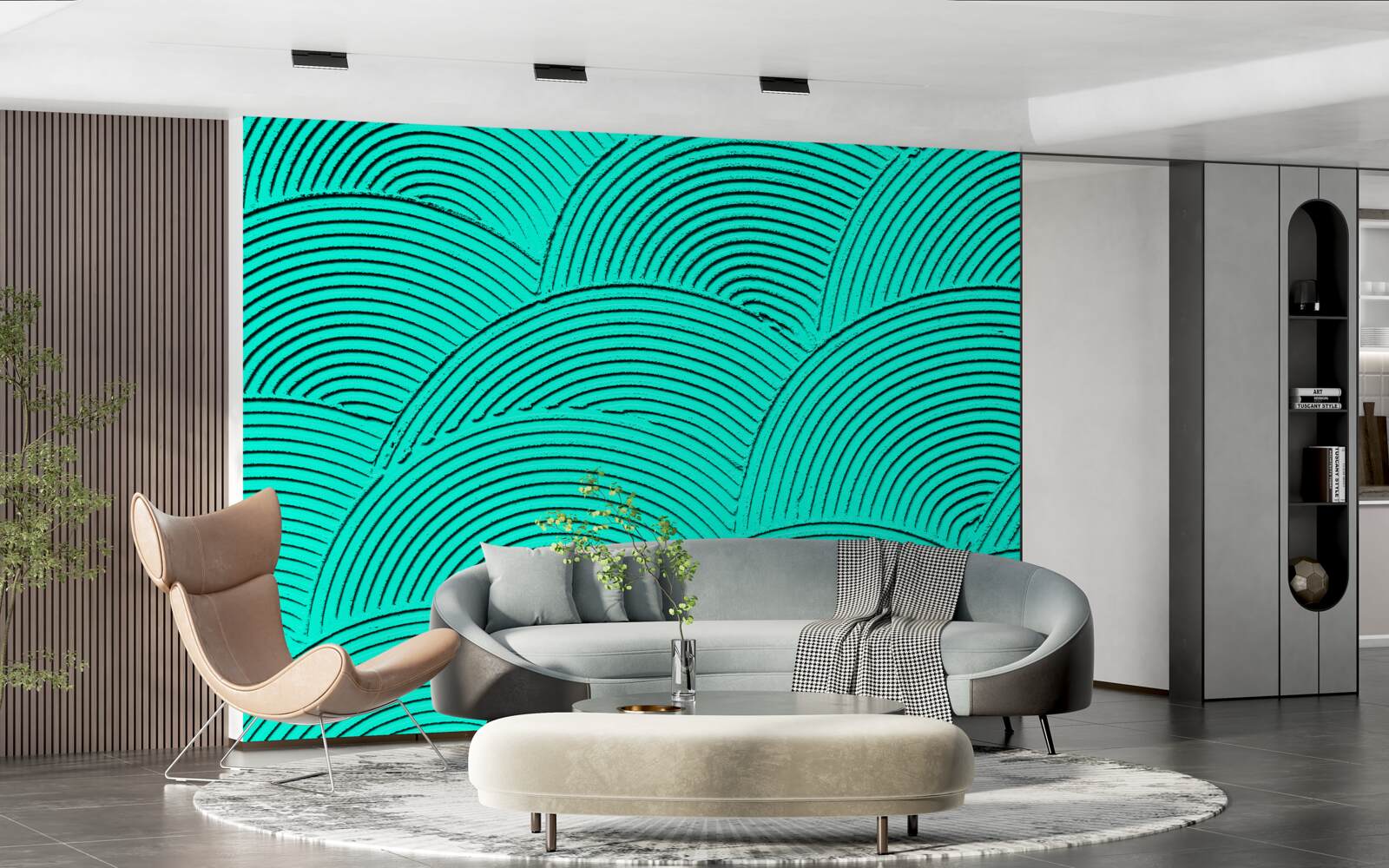 Papier peint demi-cercles brillants d'aspect abstrait