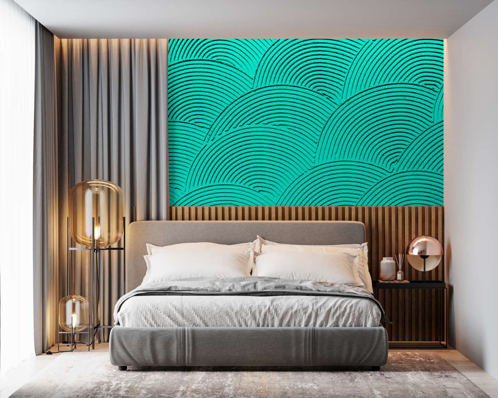 Papier peint demi-cercles brillants d'aspect abstrait