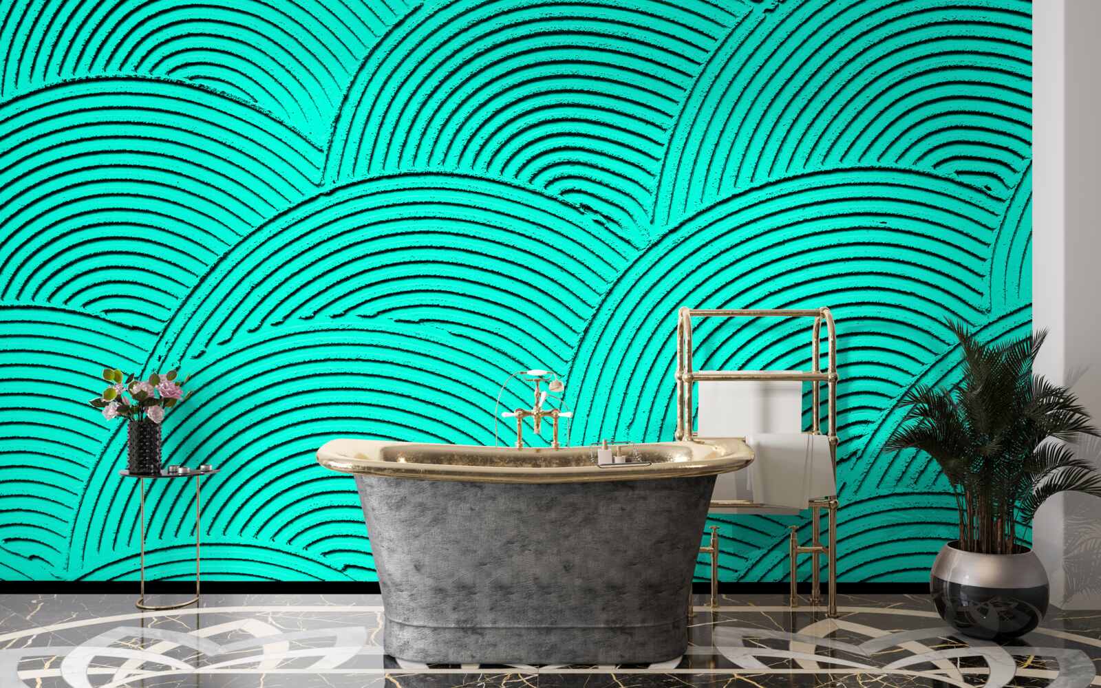 Papier peint demi-cercles brillants d'aspect abstrait