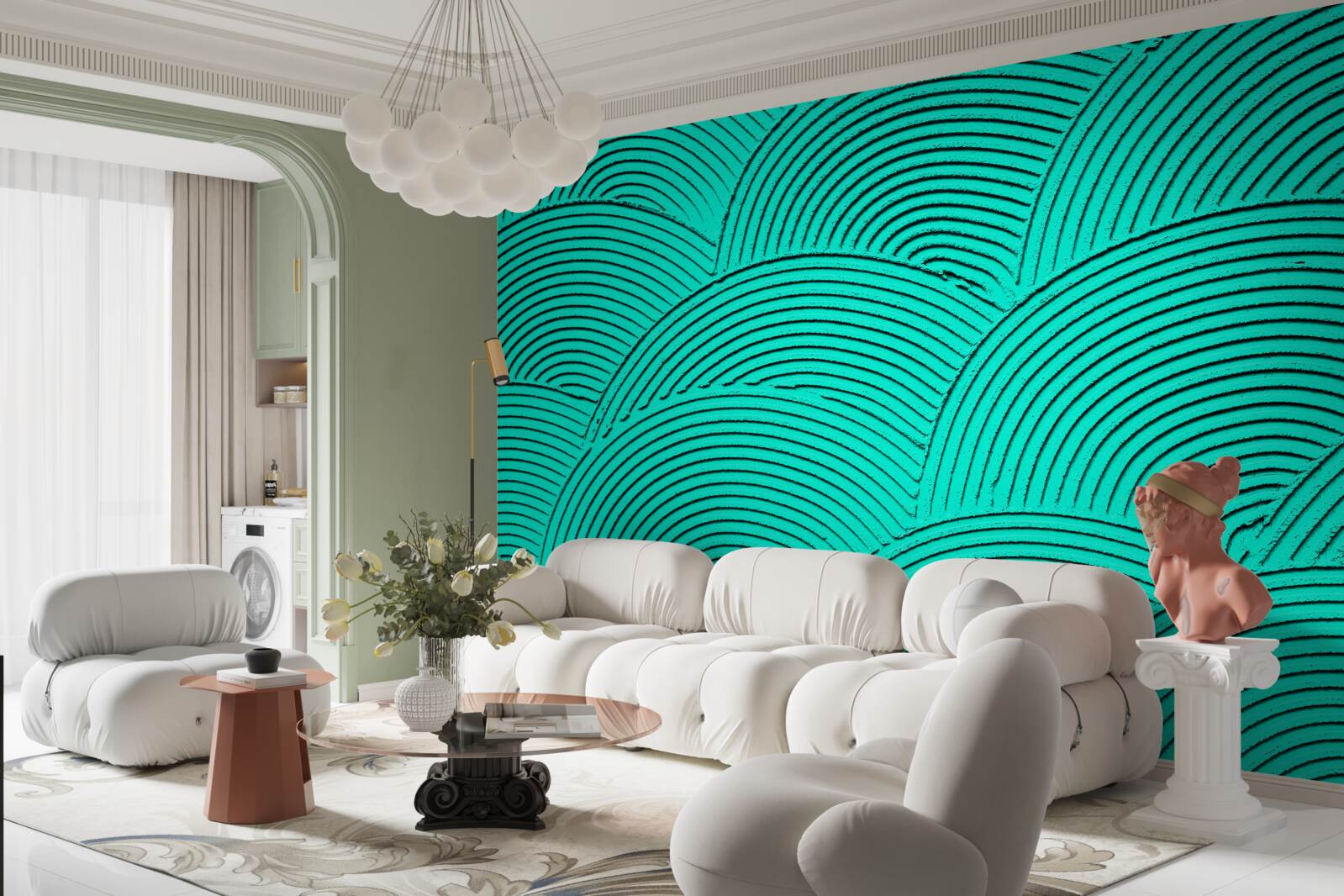 Papier peint demi-cercles brillants d'aspect abstrait