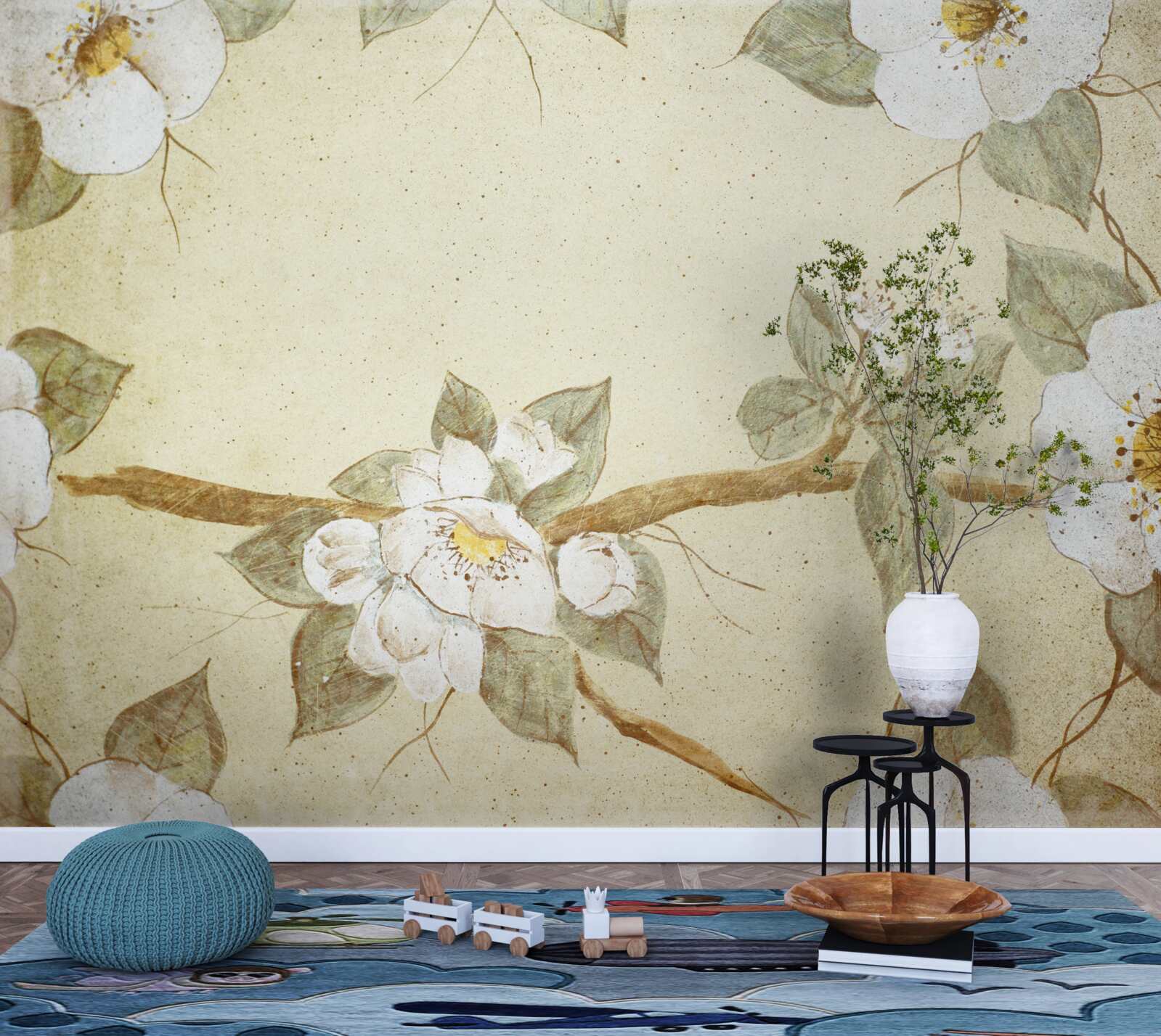 Papier peint les fleurs s'épanouissent sur les branches