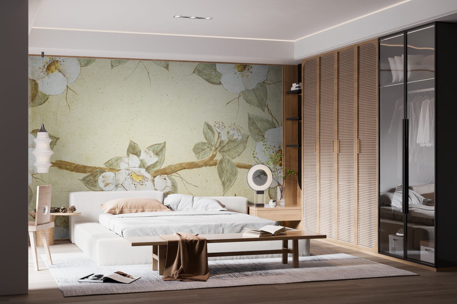 Papier peint les fleurs s'épanouissent sur les branches