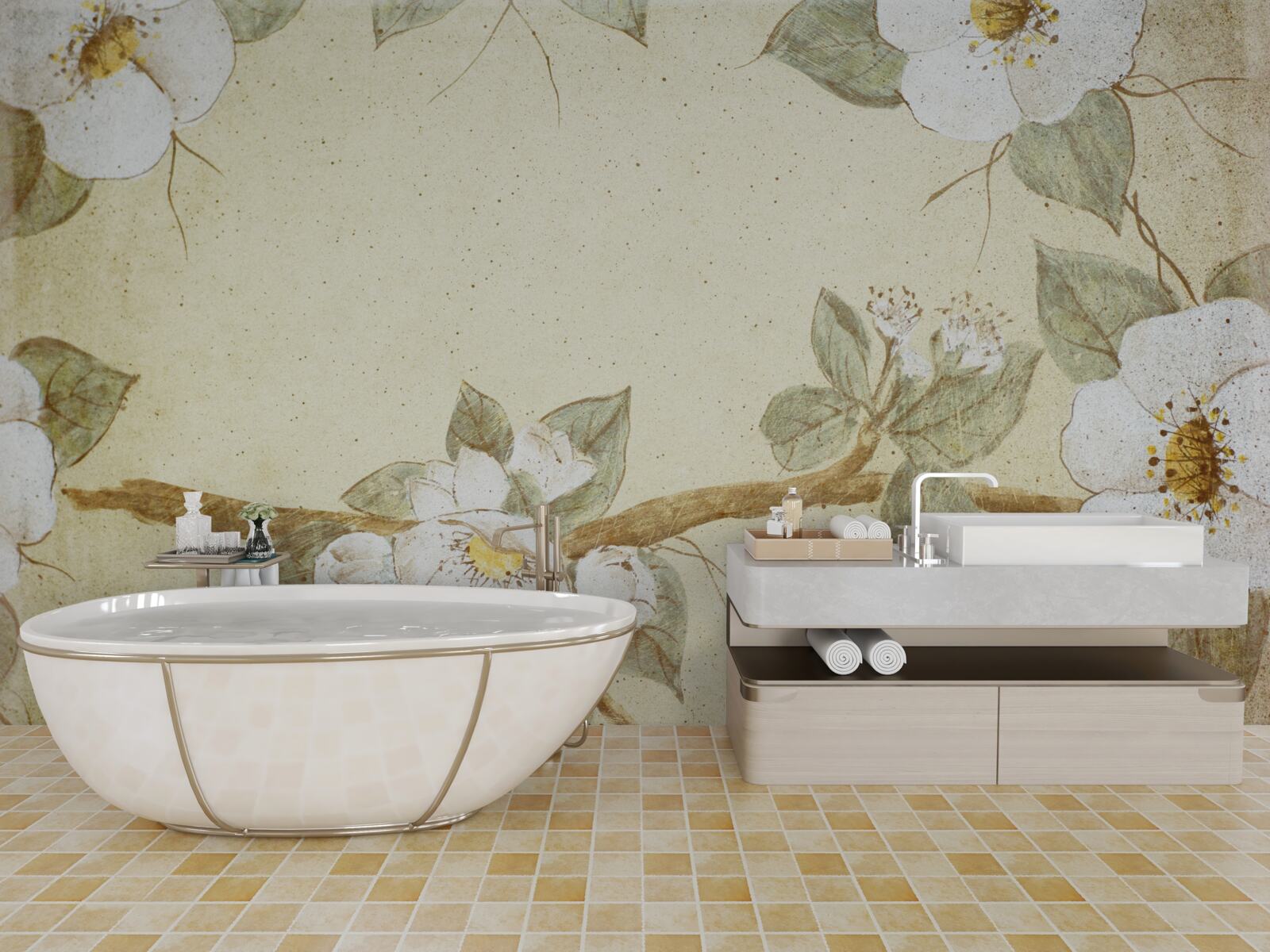 Papier peint les fleurs s'épanouissent sur les branches