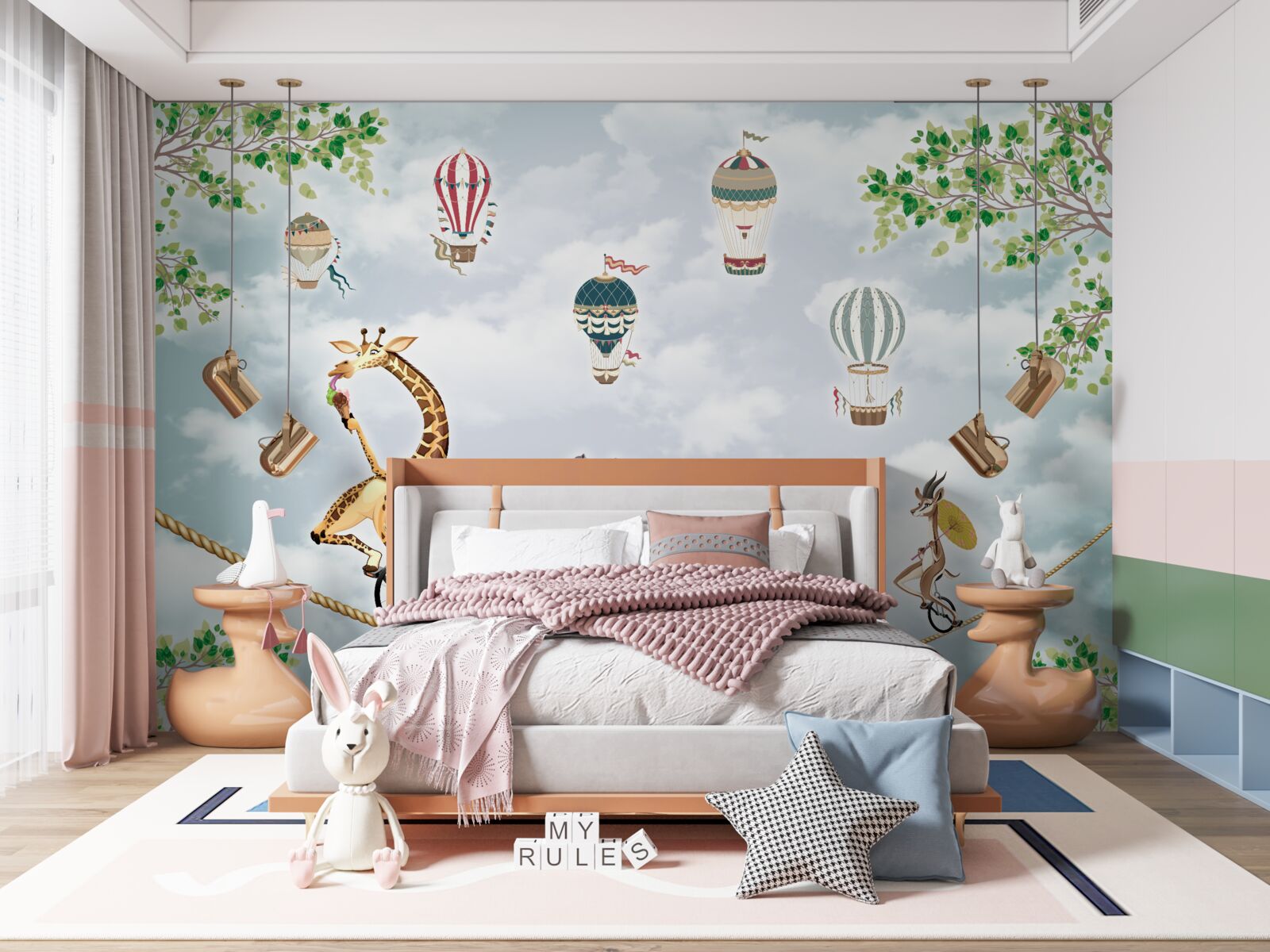 Papier peint acrobates sur une corde raide