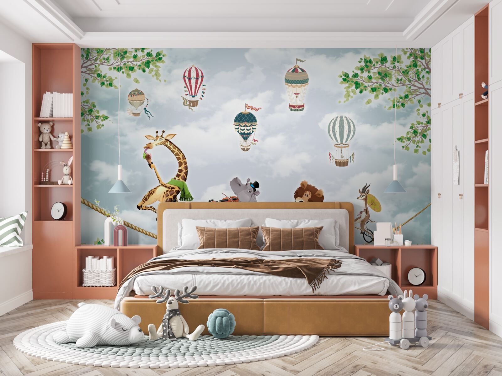 Papier peint acrobates sur une corde raide