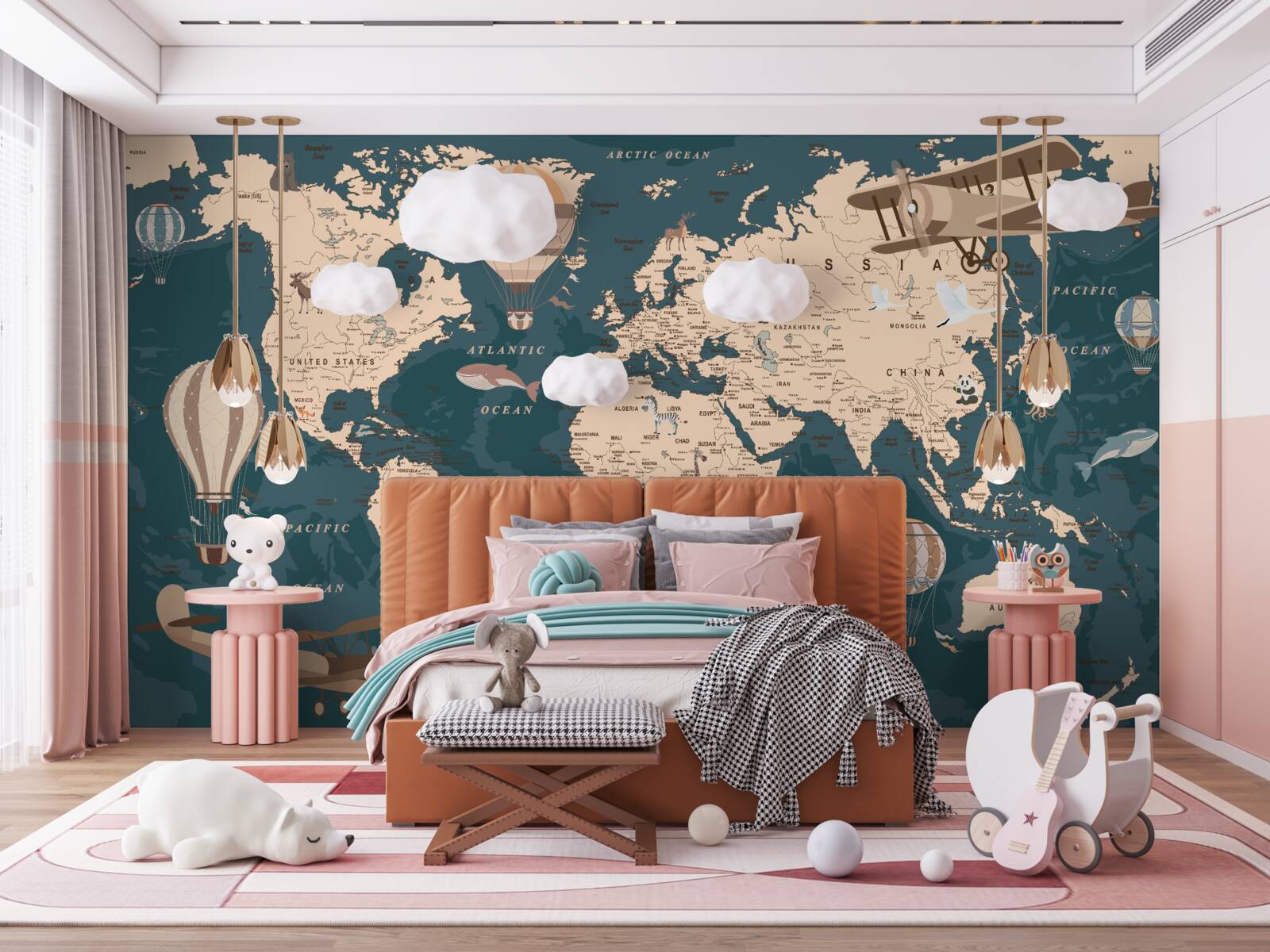 Papier peint carte du monde montrant les transports et la population