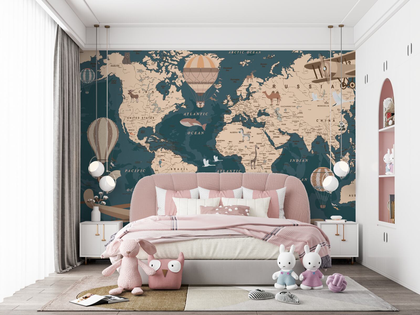 Papier peint carte du monde montrant les transports et la population