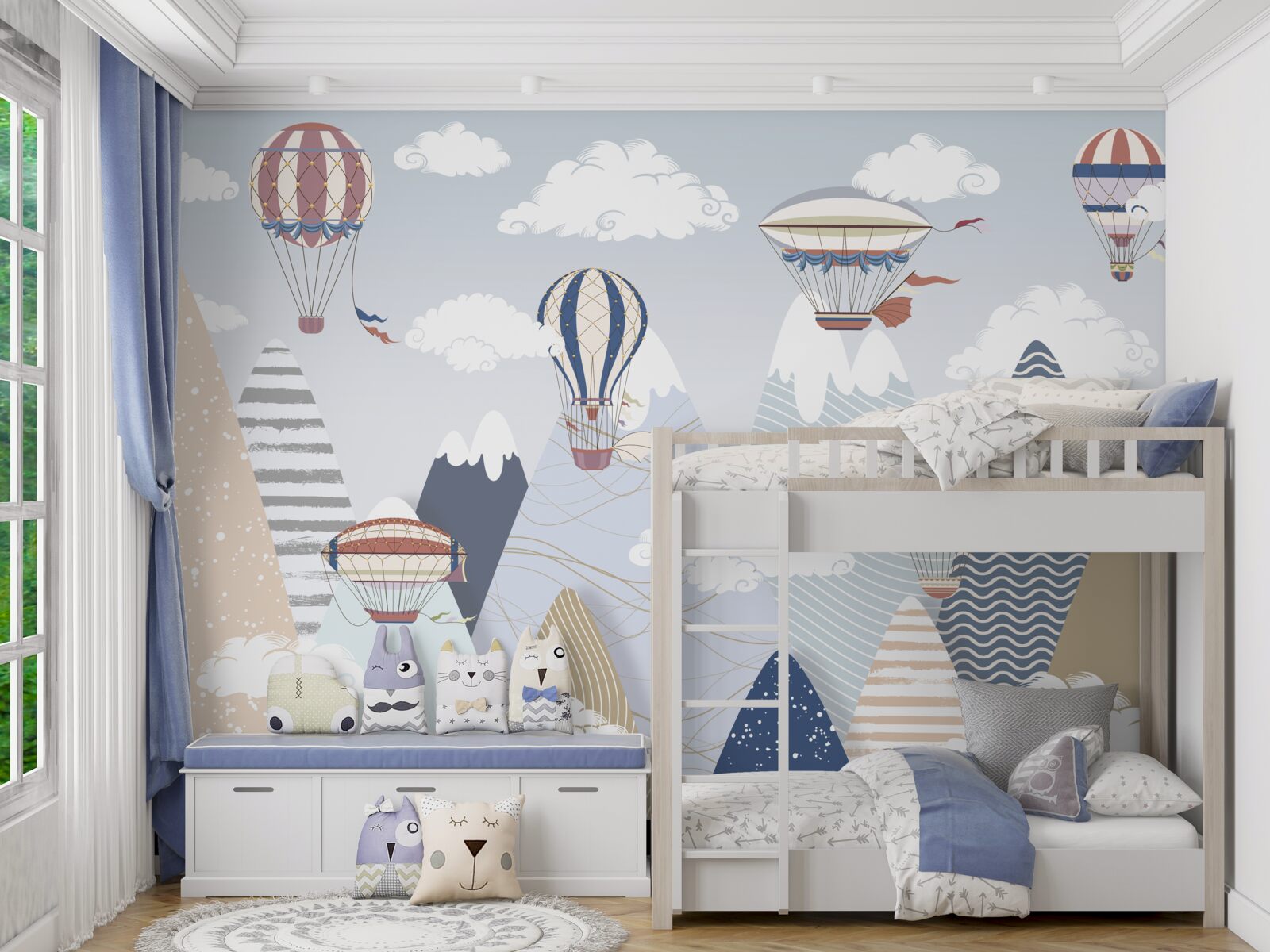 Papier peint vol en montgolfière