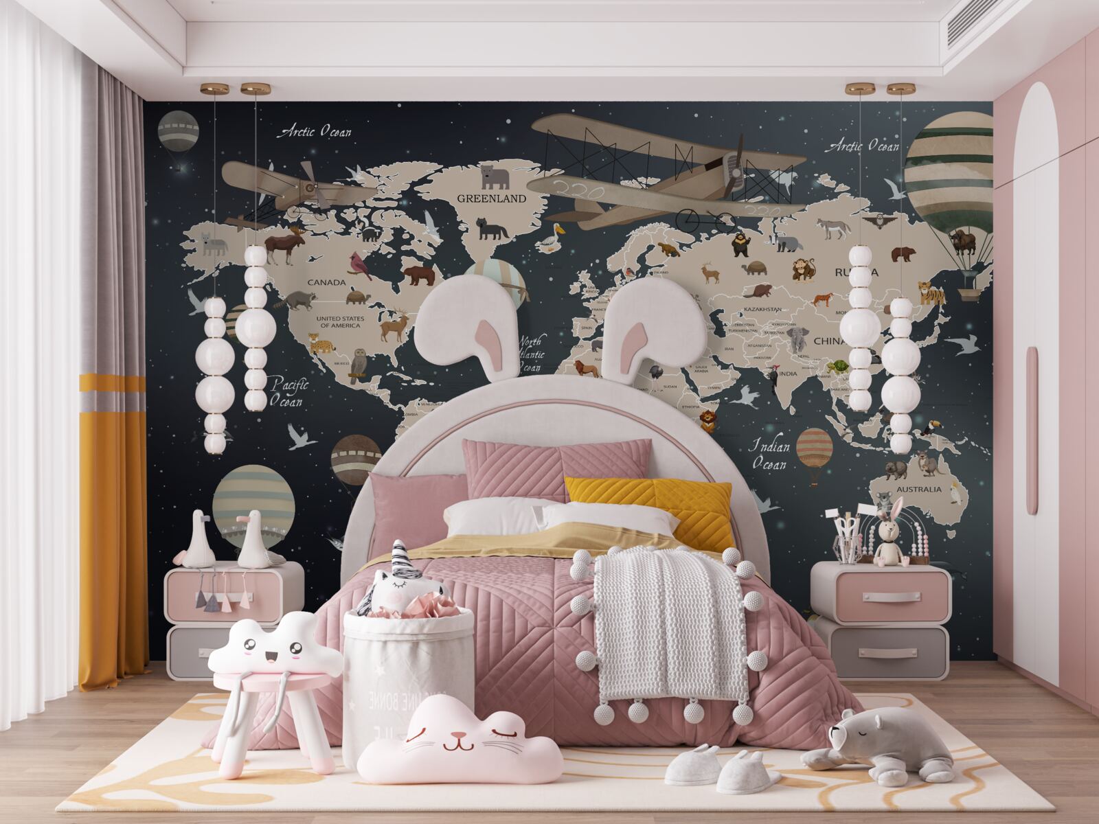 Papier peint carte du monde sur fond sombre