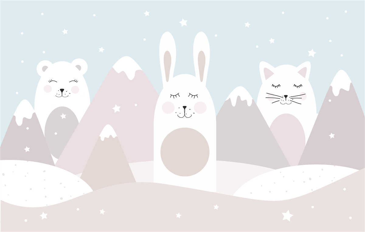 Papier peint lapin et chaton dans les montagnes