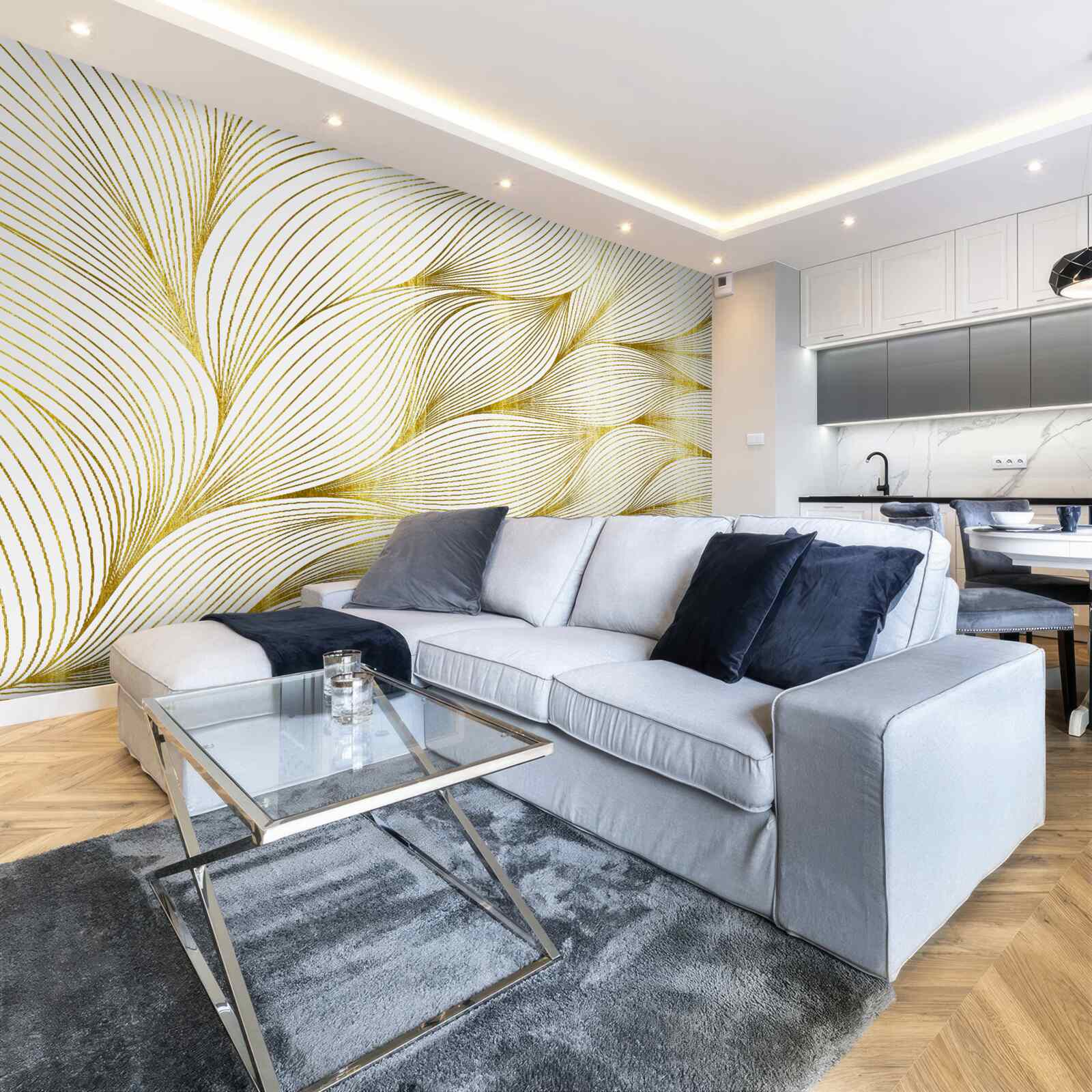 Papier peint les feuilles ont une teinte dorée et chaude