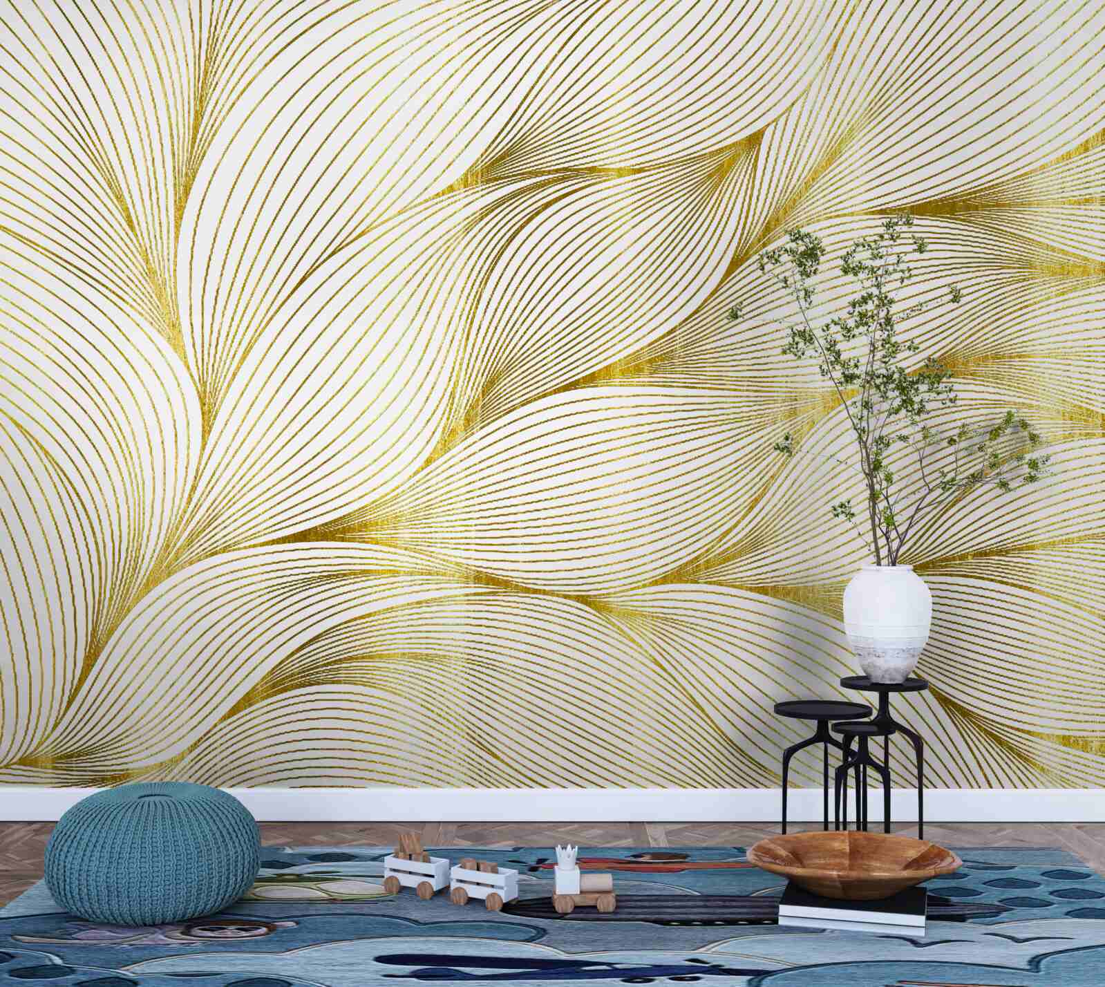 Papier peint les feuilles ont une teinte dorée et chaude