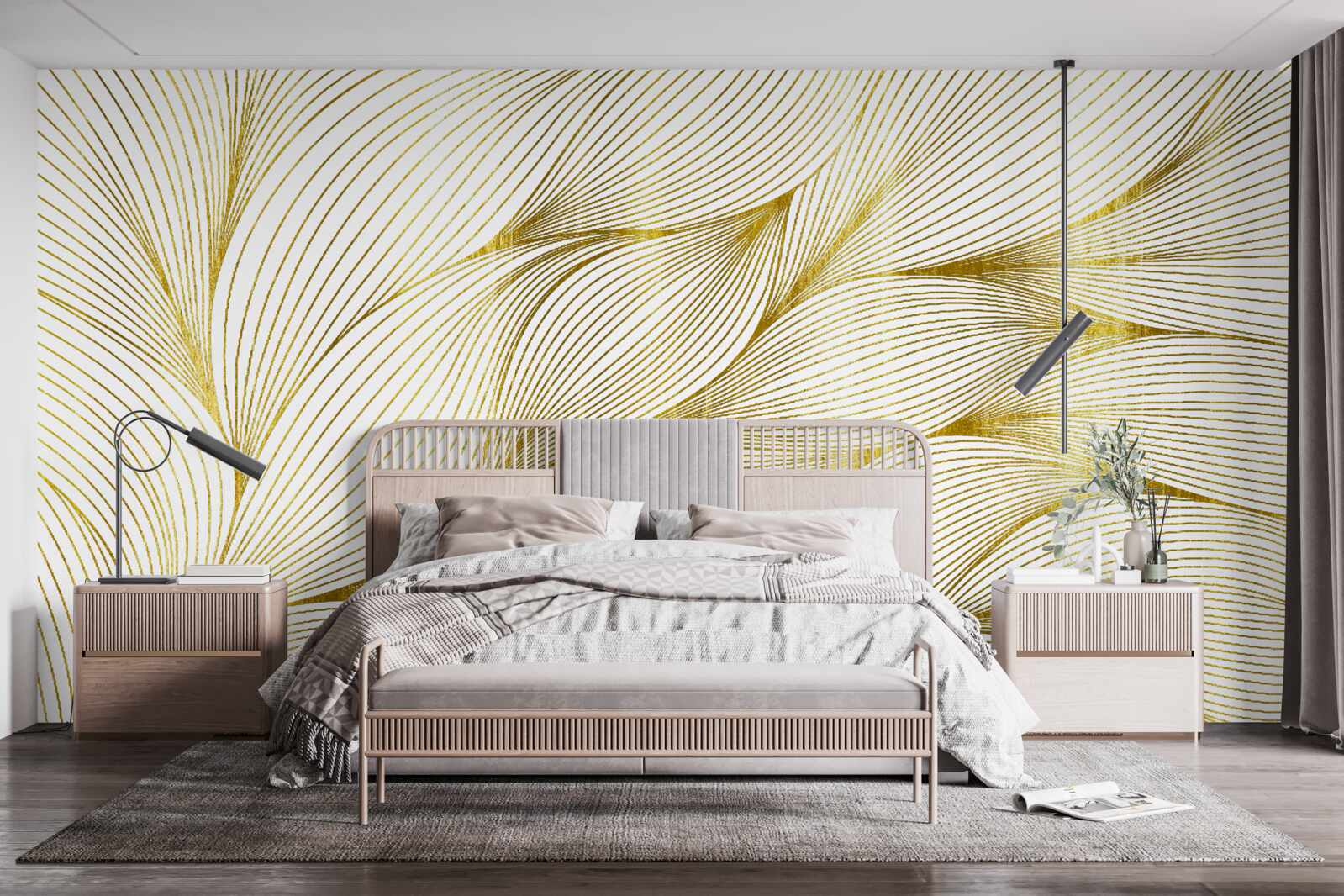 Papier peint les feuilles ont une teinte dorée et chaude