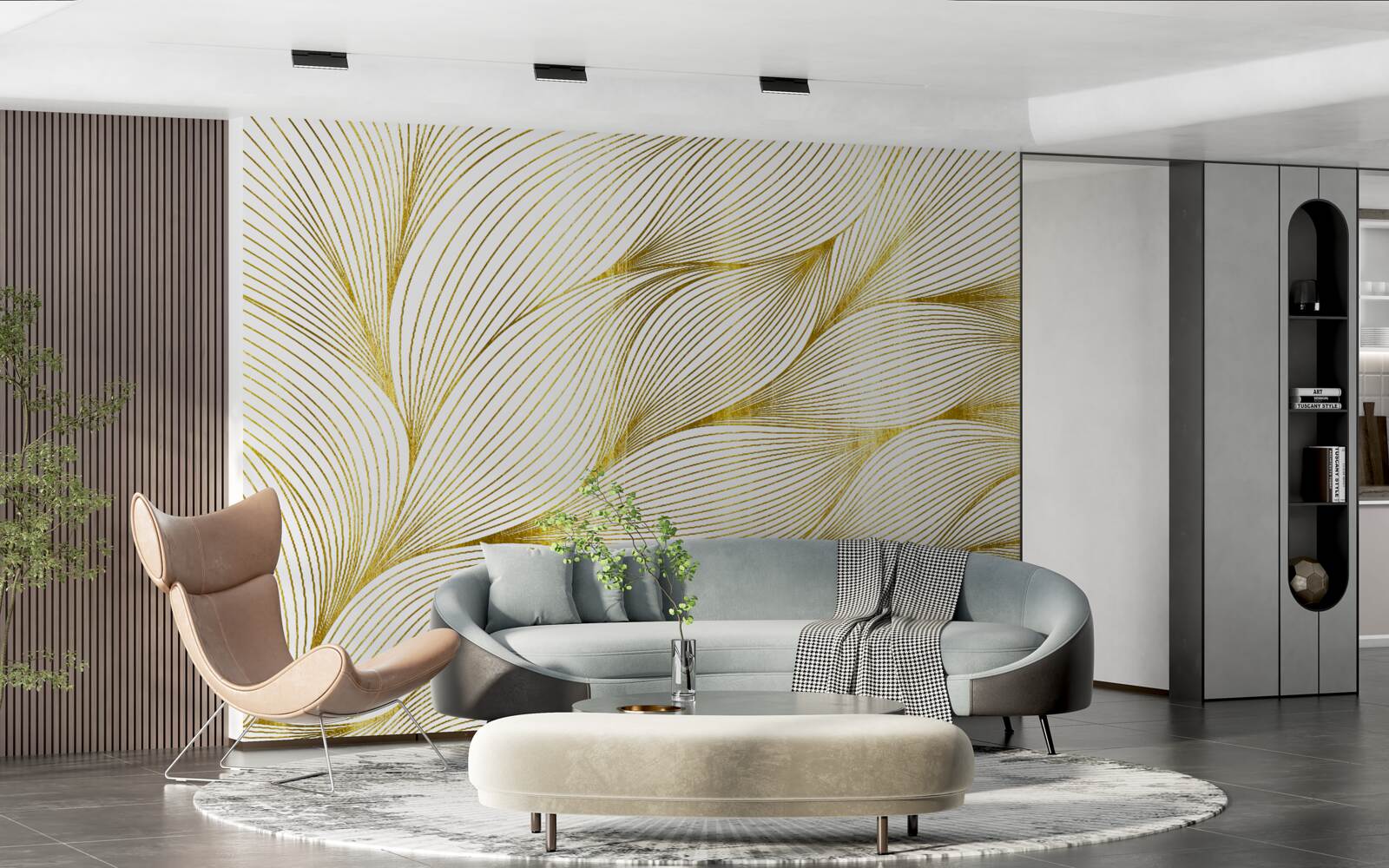 Papier peint les feuilles ont une teinte dorée et chaude