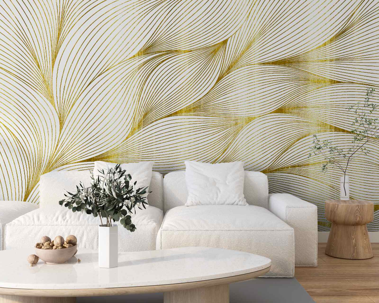 Papier peint les feuilles ont une teinte dorée et chaude