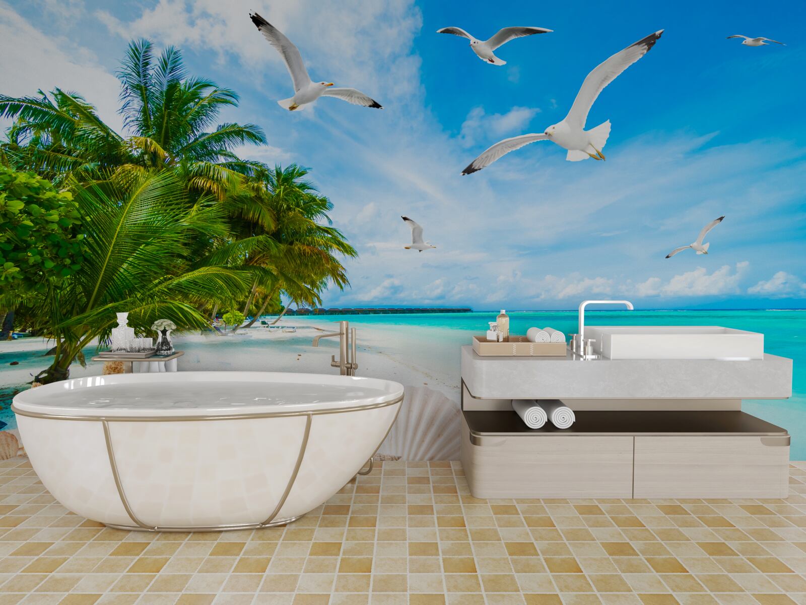 Papier peint rivage tropical calme