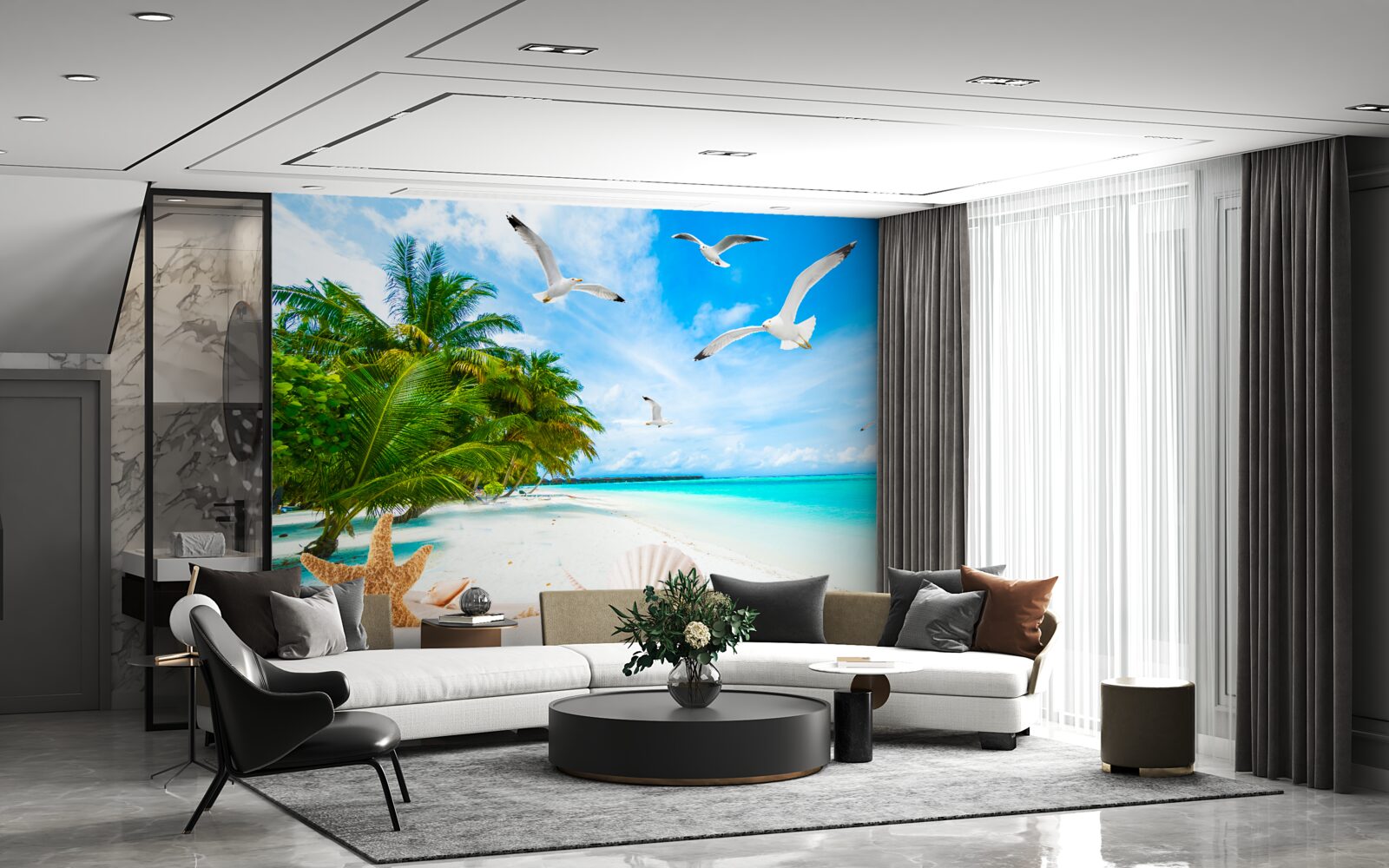 Papier peint rivage tropical calme