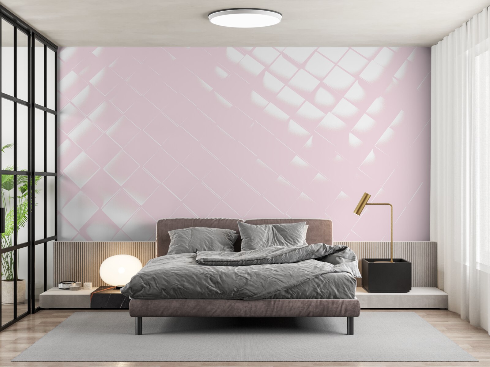 Papier peint Géométrie dans les tons de blanc et de rose