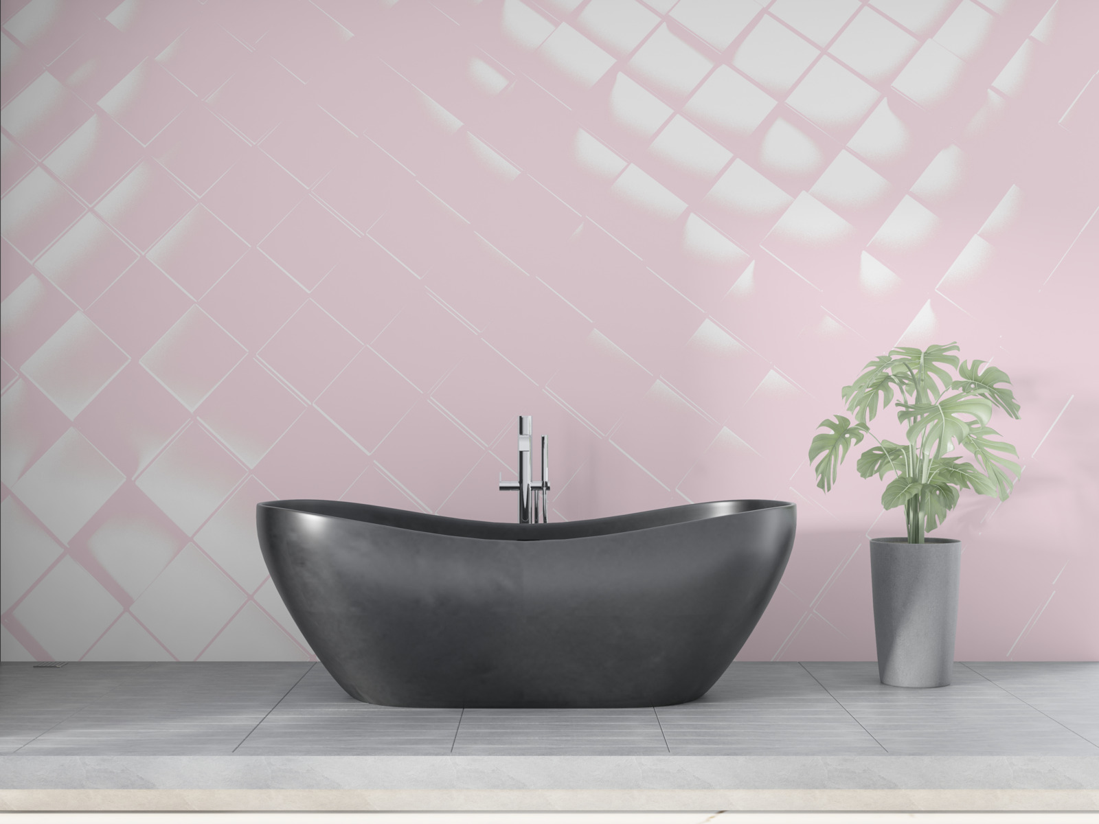 Papier peint Géométrie dans les tons de blanc et de rose