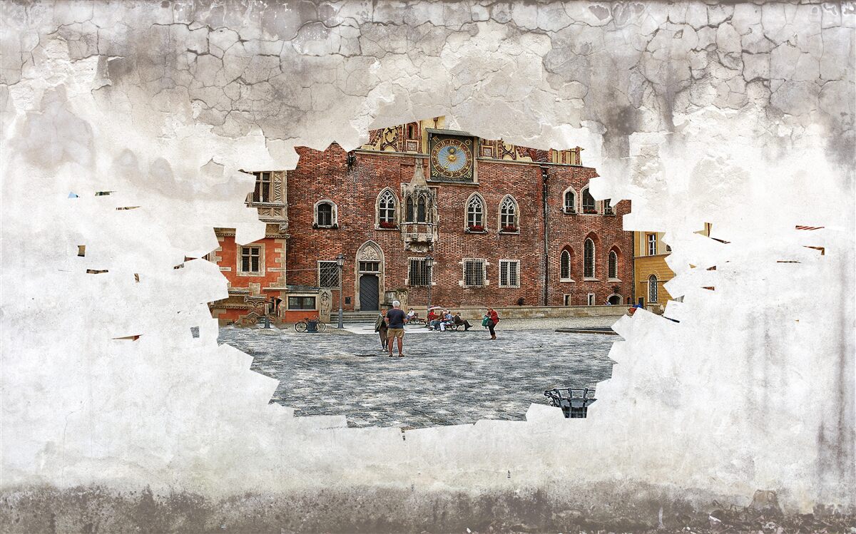 Papier peint une rue dans une petite ville tranquille