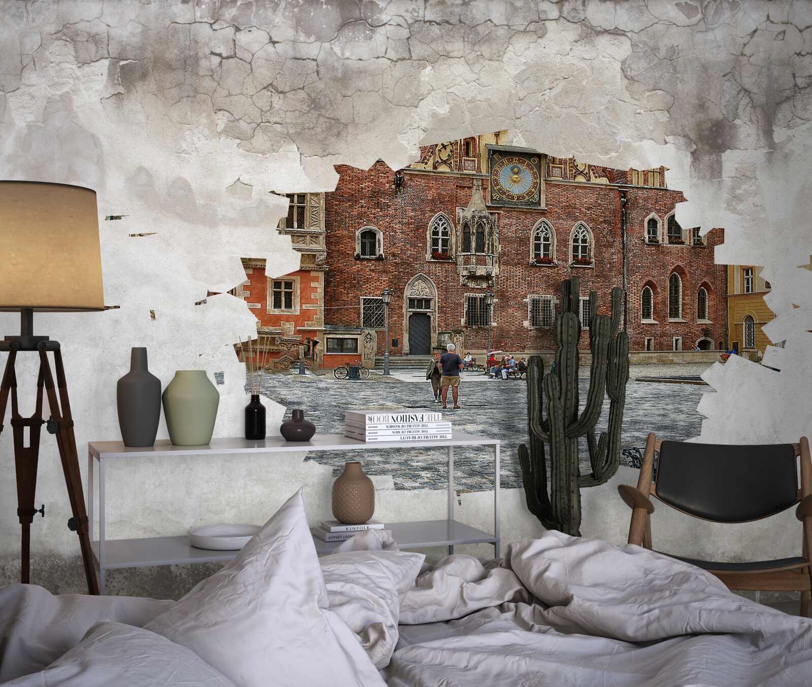 Papier peint une rue dans une petite ville tranquille