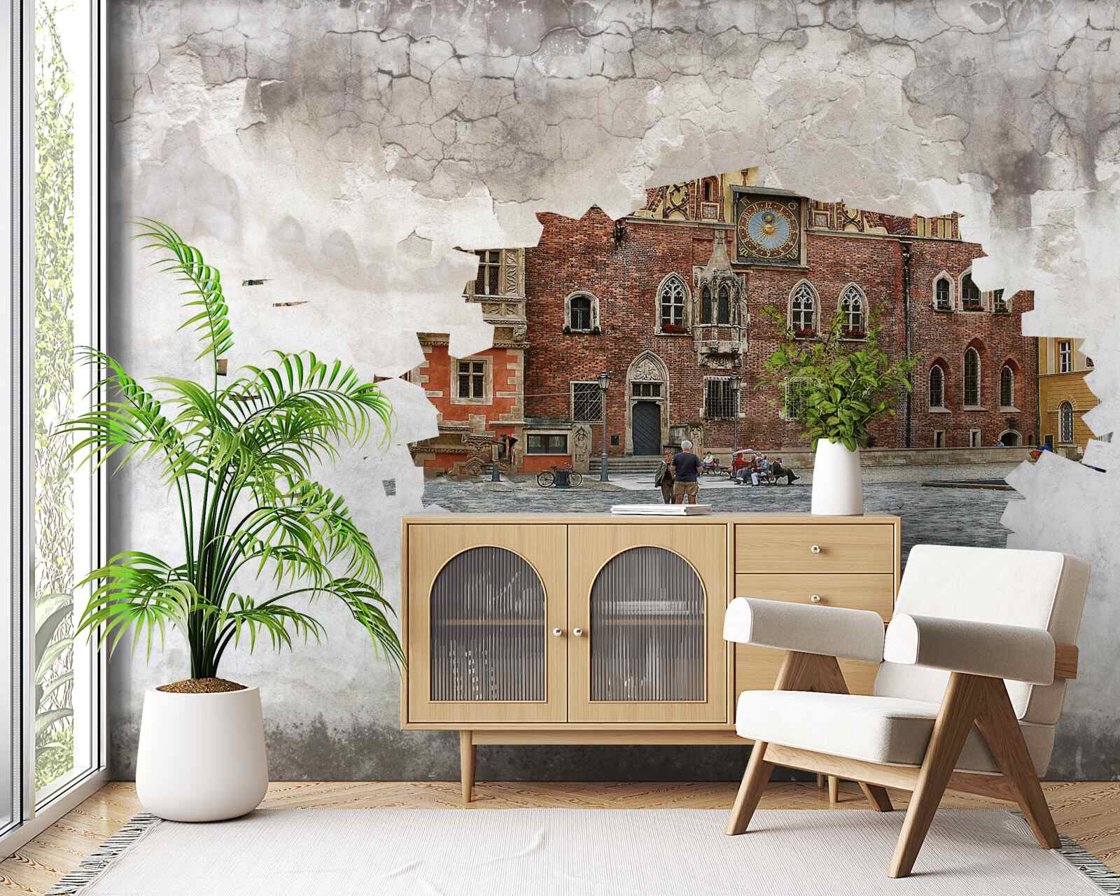 Papier peint une rue dans une petite ville tranquille