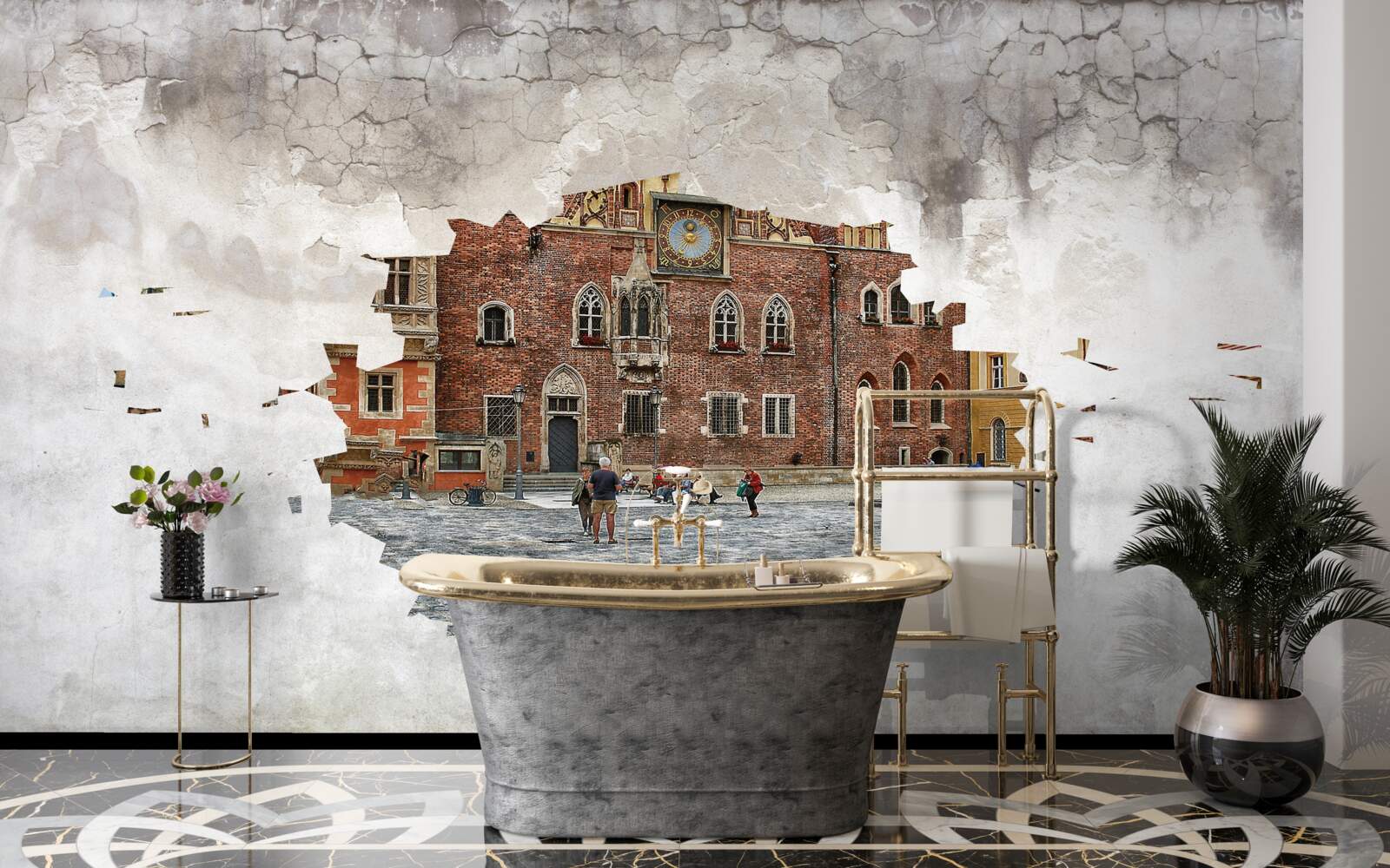 Papier peint une rue dans une petite ville tranquille